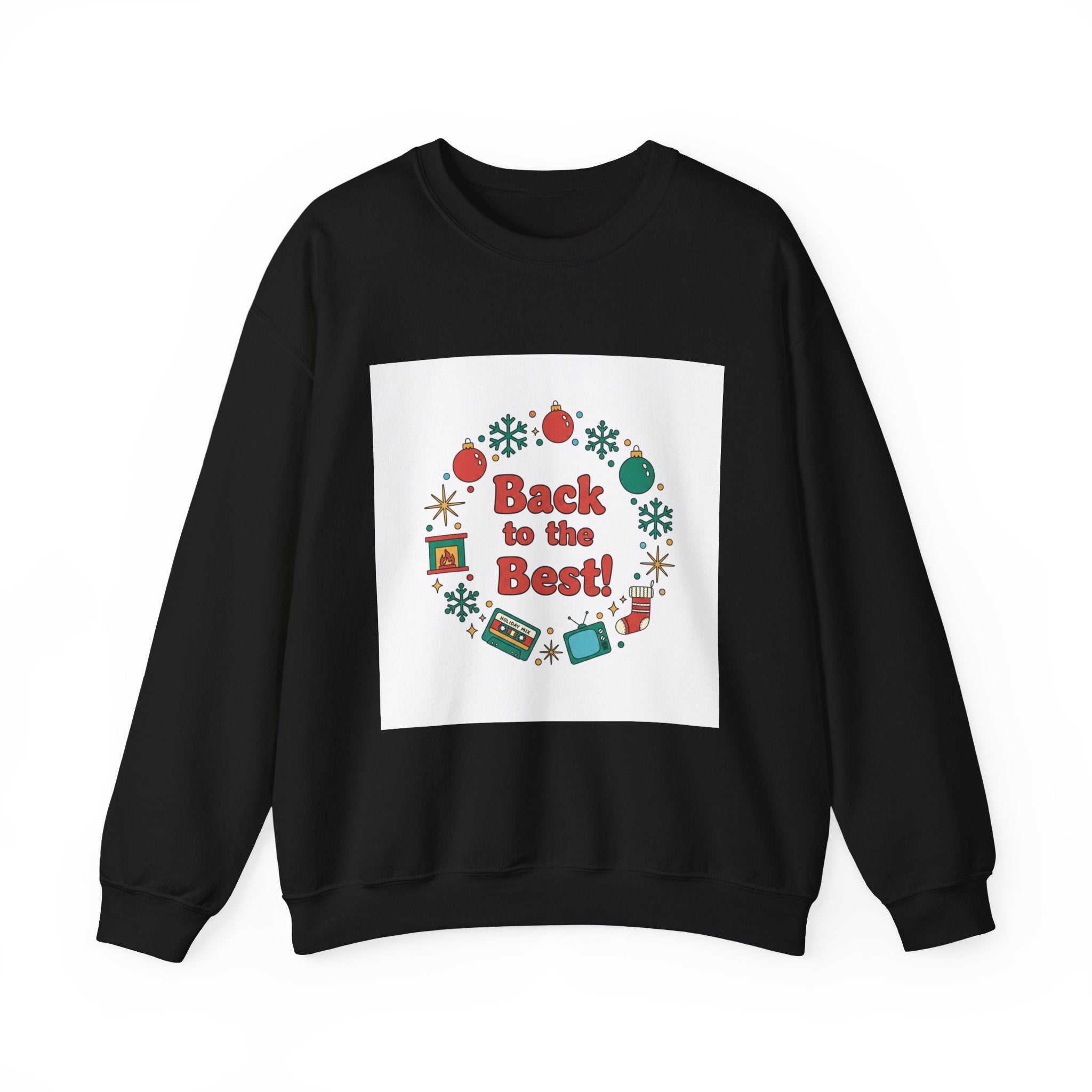 Retro Holiday Wreath Sweatshirt | vintage holiday print, colorful holiday poster