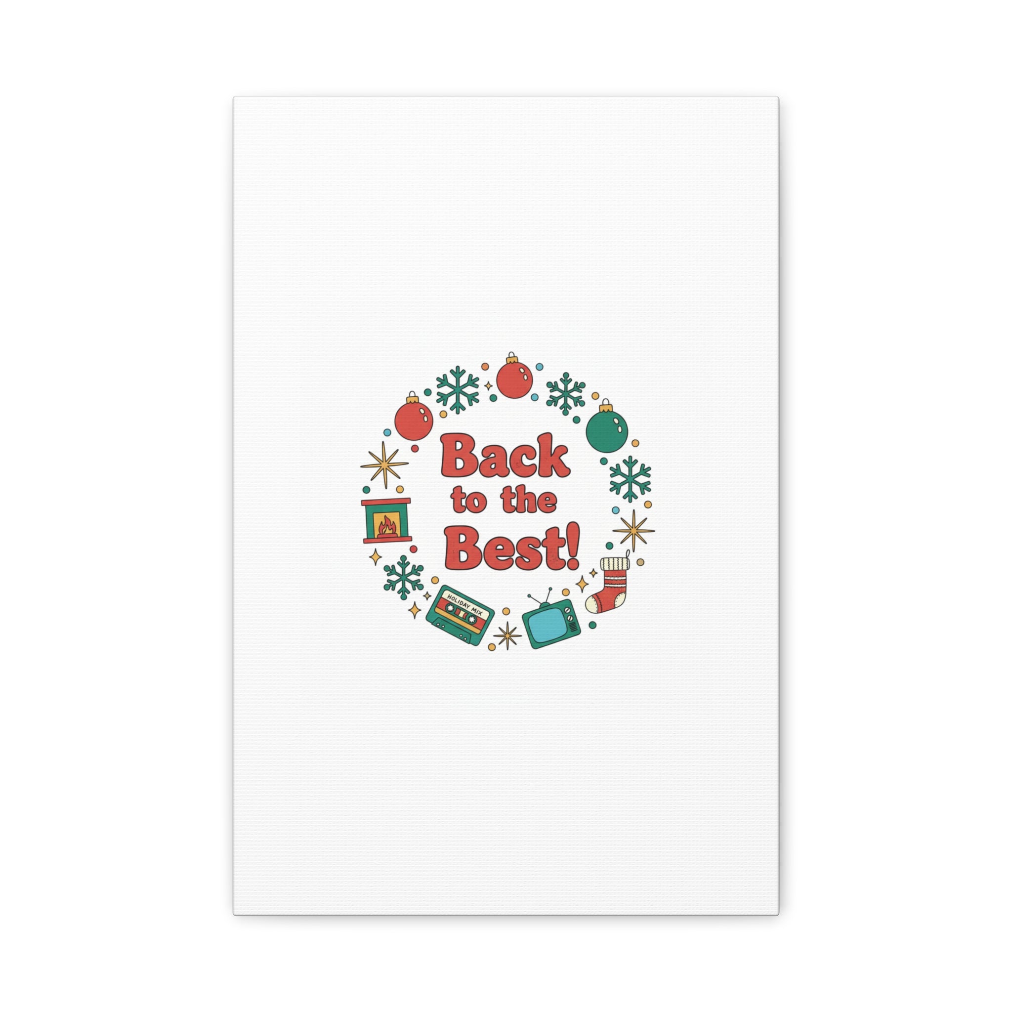 Retro Christmas Wreath Print Canvas | 90s Holiday Nostalgia, Vintage Holiday Poster