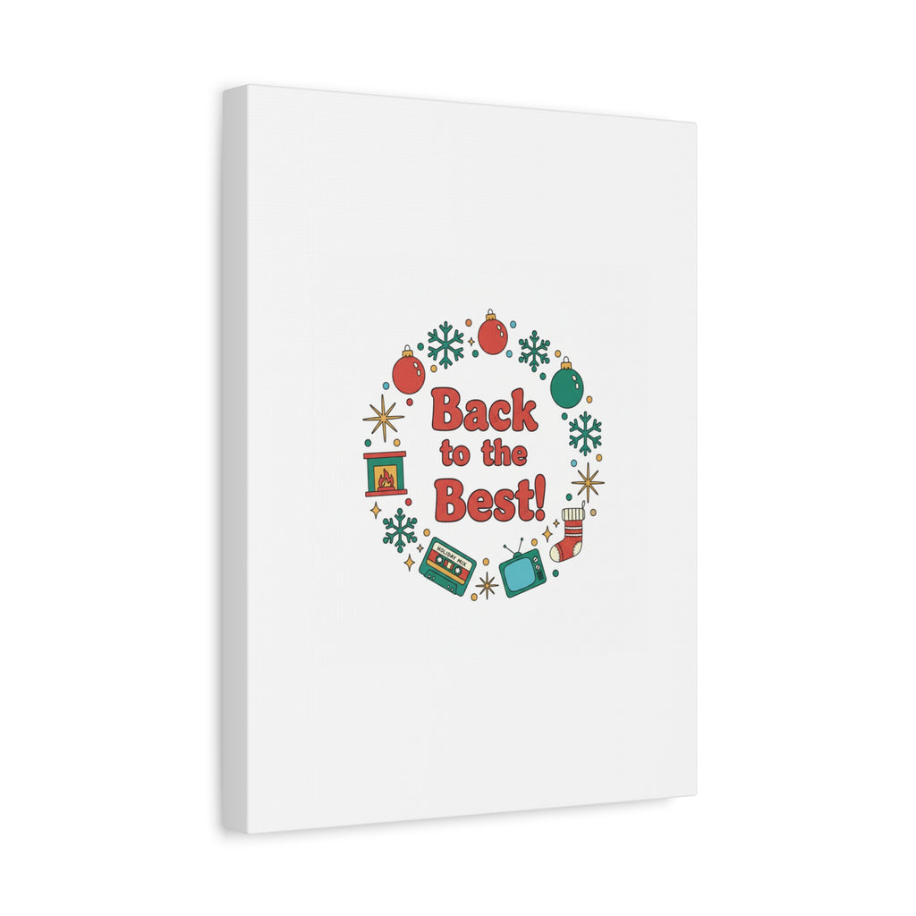 Retro Christmas Wreath Print Canvas | 90s Holiday Nostalgia, Vintage Holiday Poster