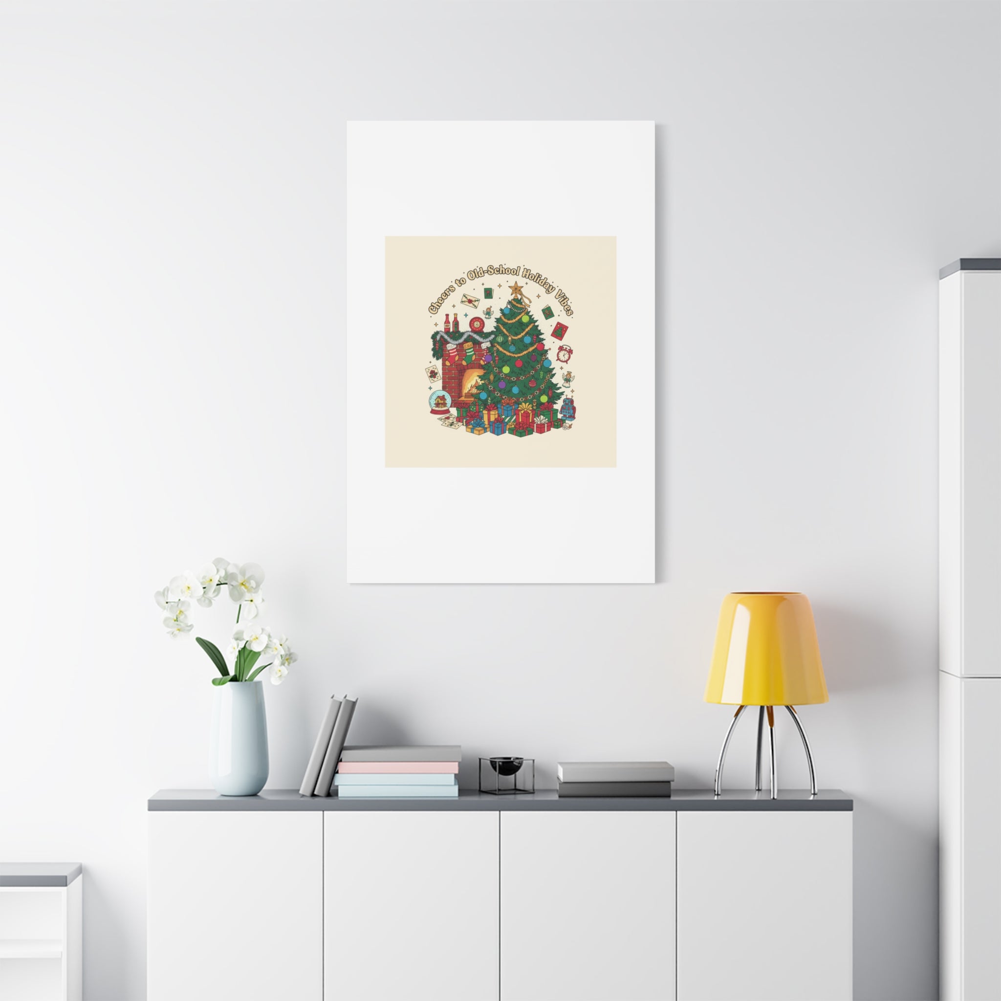 Retro Christmas Tree Canvas | 90s Holiday Nostalgia, Vintage Holiday Print