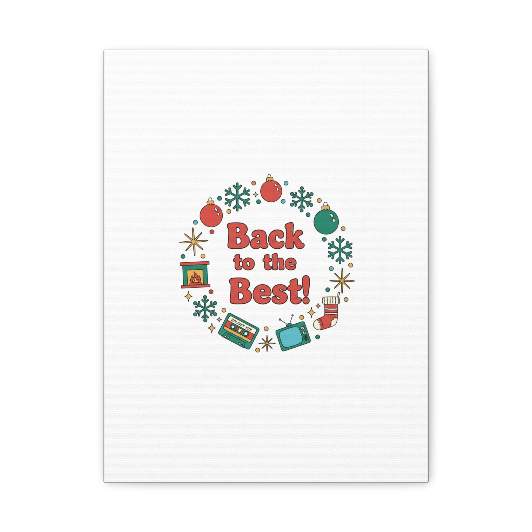 Retro Christmas Wreath Print Canvas | 90s Holiday Nostalgia, Vintage Holiday Poster