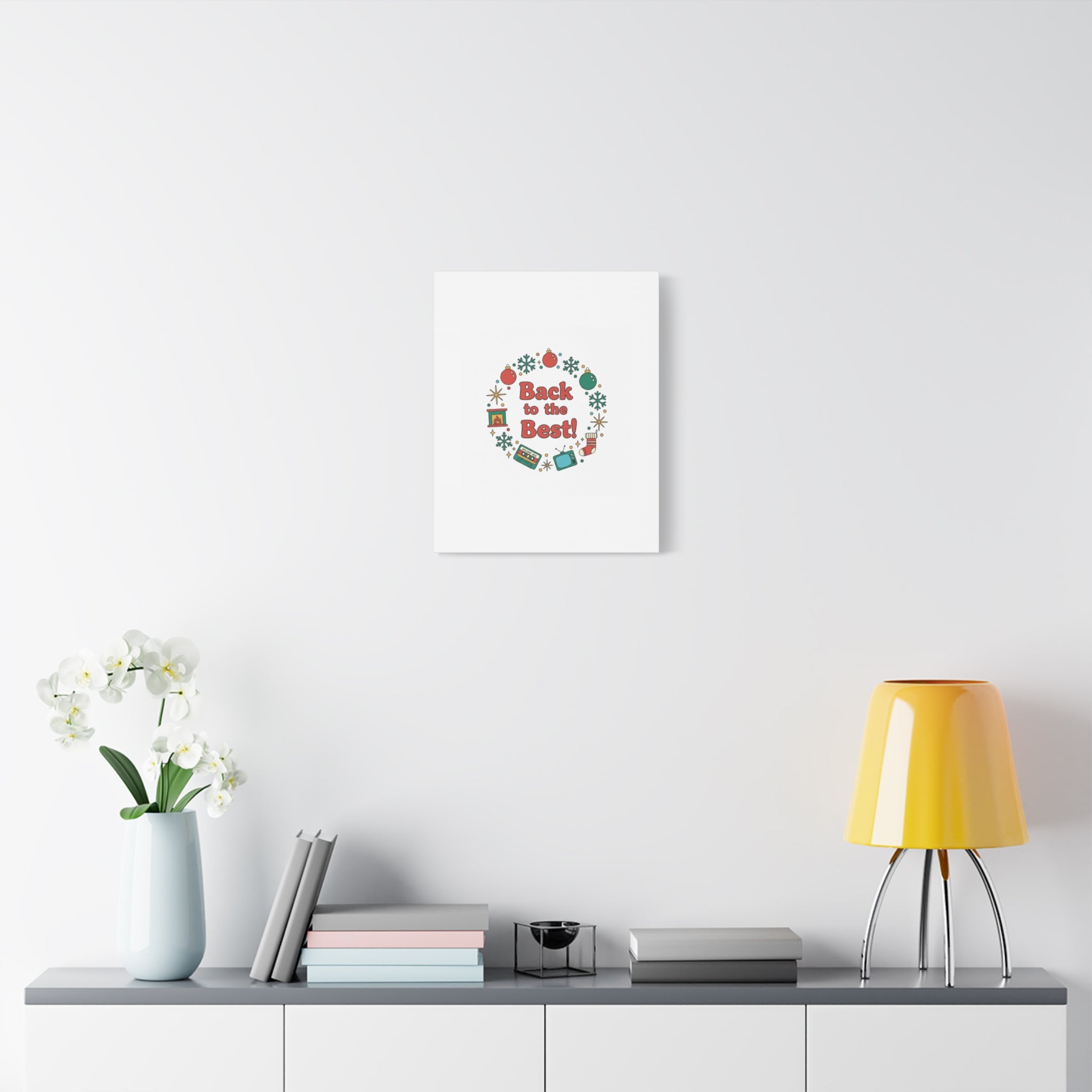 Retro Christmas Wreath Print Canvas | 90s Holiday Nostalgia, Vintage Holiday Poster