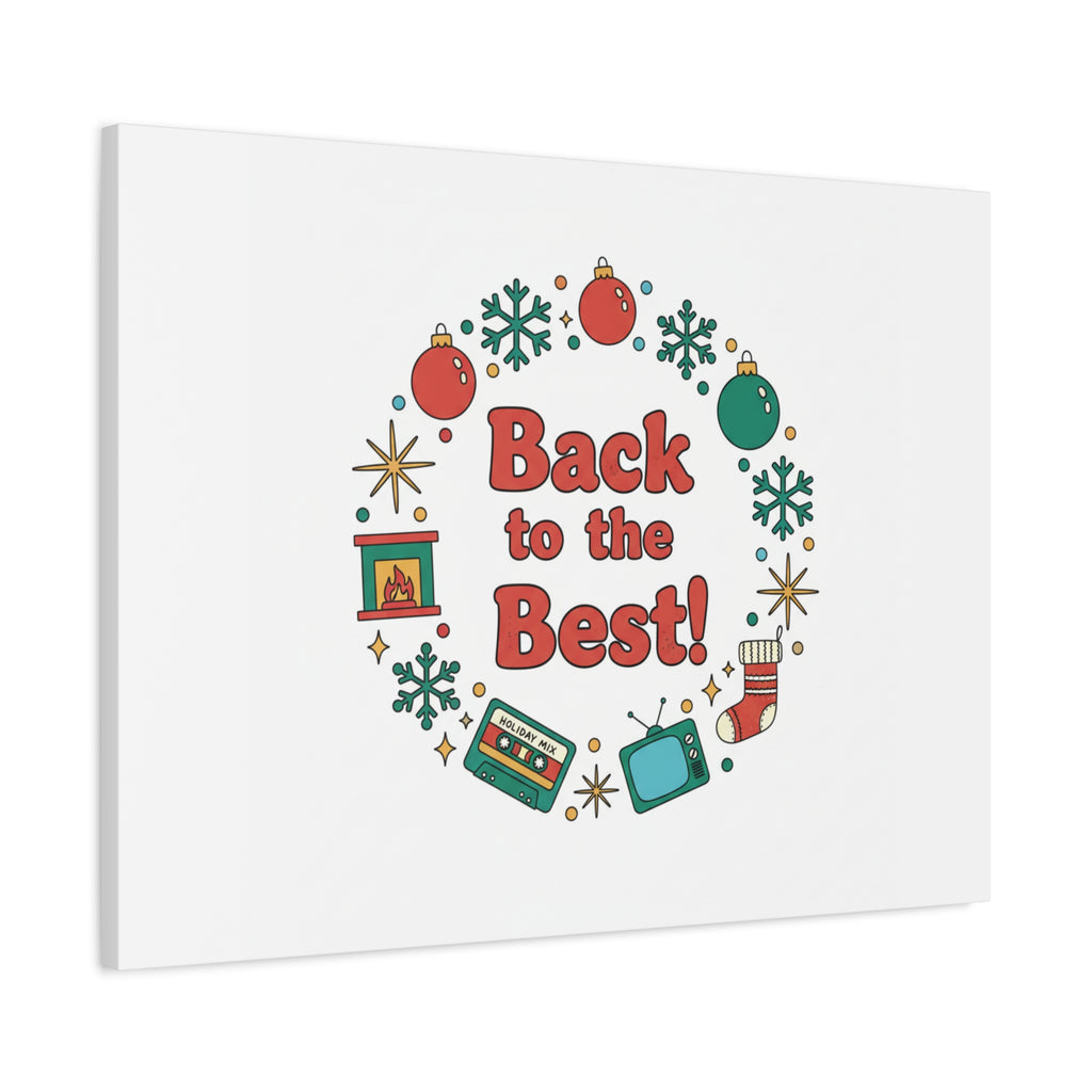 Retro Christmas Wreath Print Canvas | 90s Holiday Nostalgia, Vintage Holiday Poster