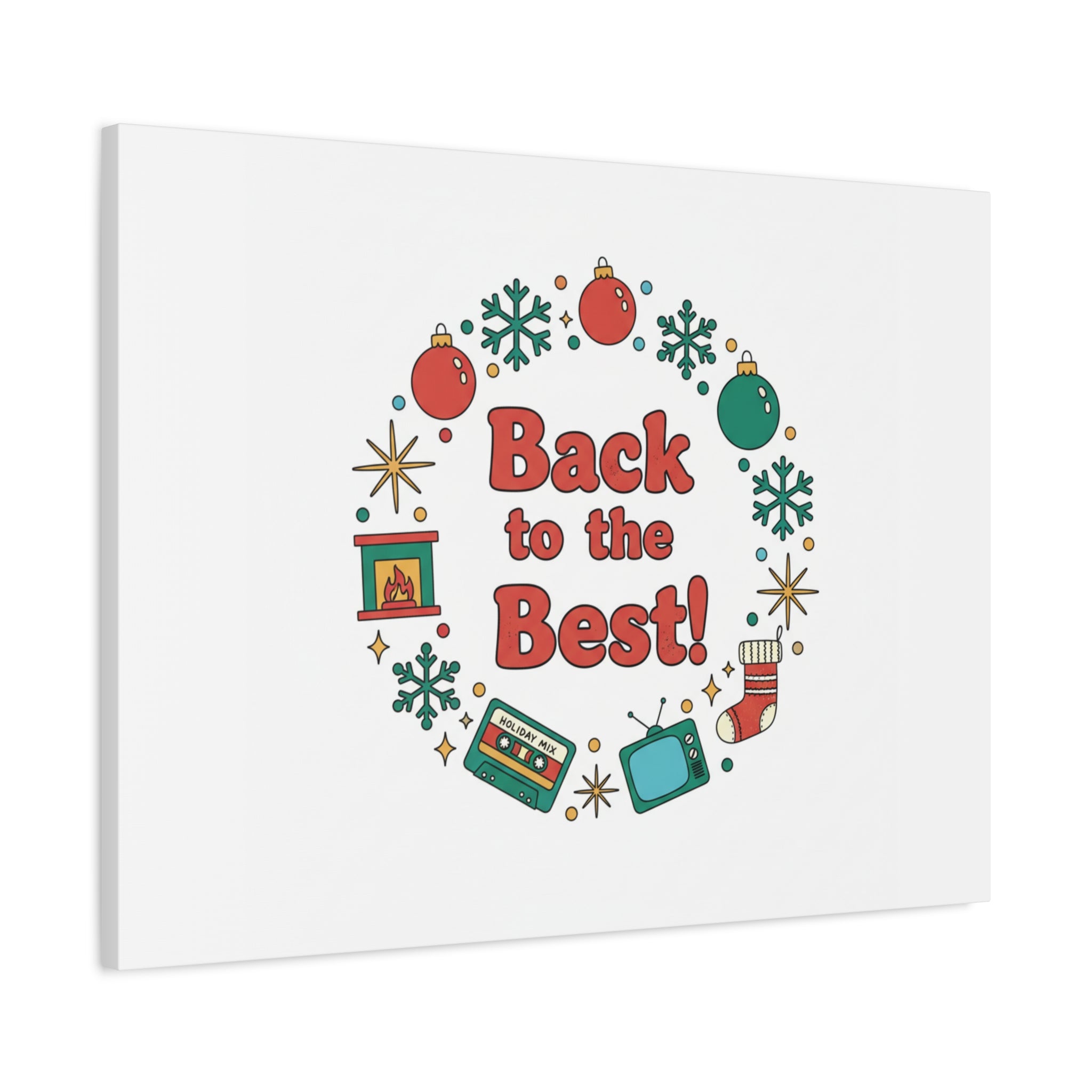 Retro Christmas Wreath Print Canvas | 90s Holiday Nostalgia, Vintage Holiday Poster