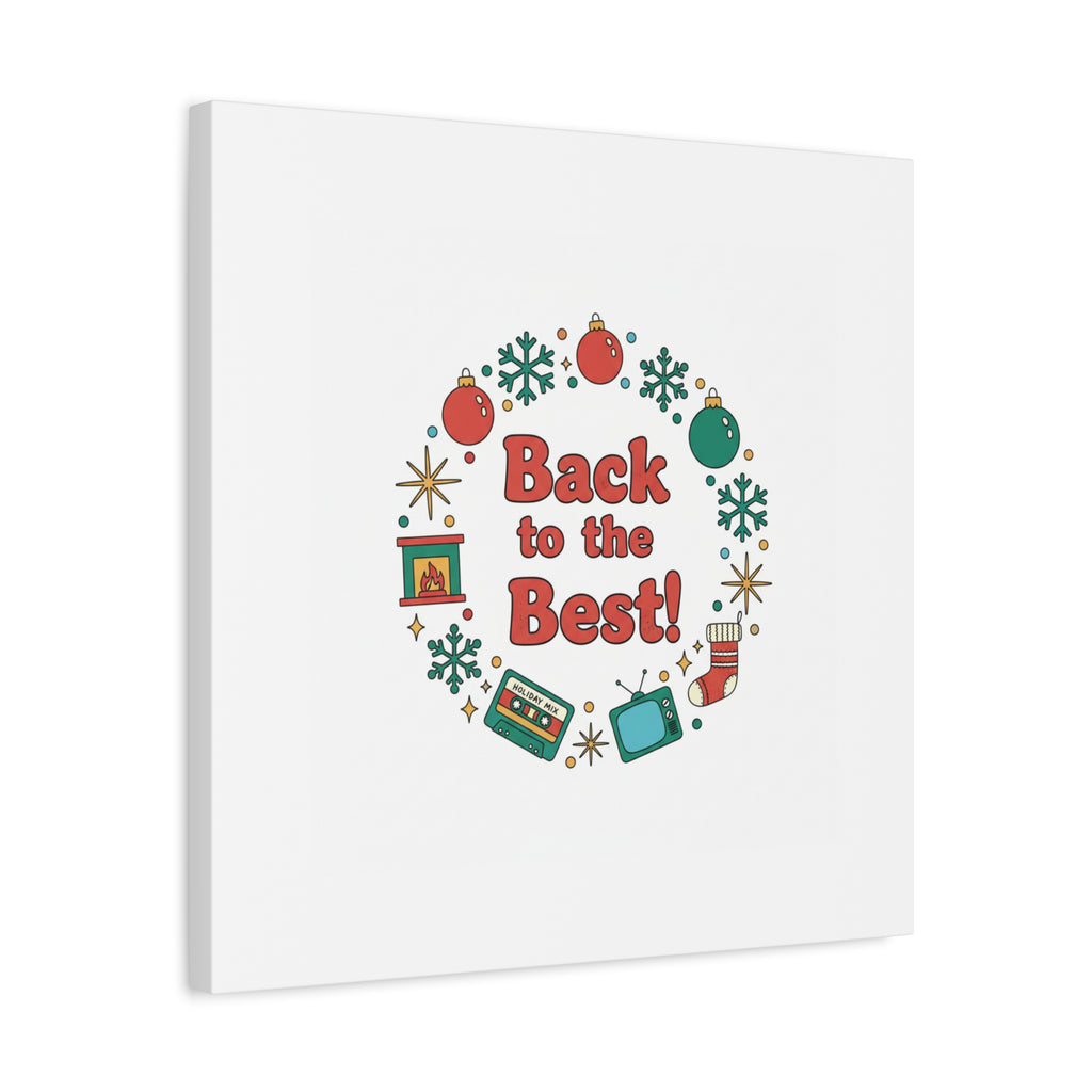 Retro Christmas Wreath Print Canvas | 90s Holiday Nostalgia, Vintage Holiday Poster