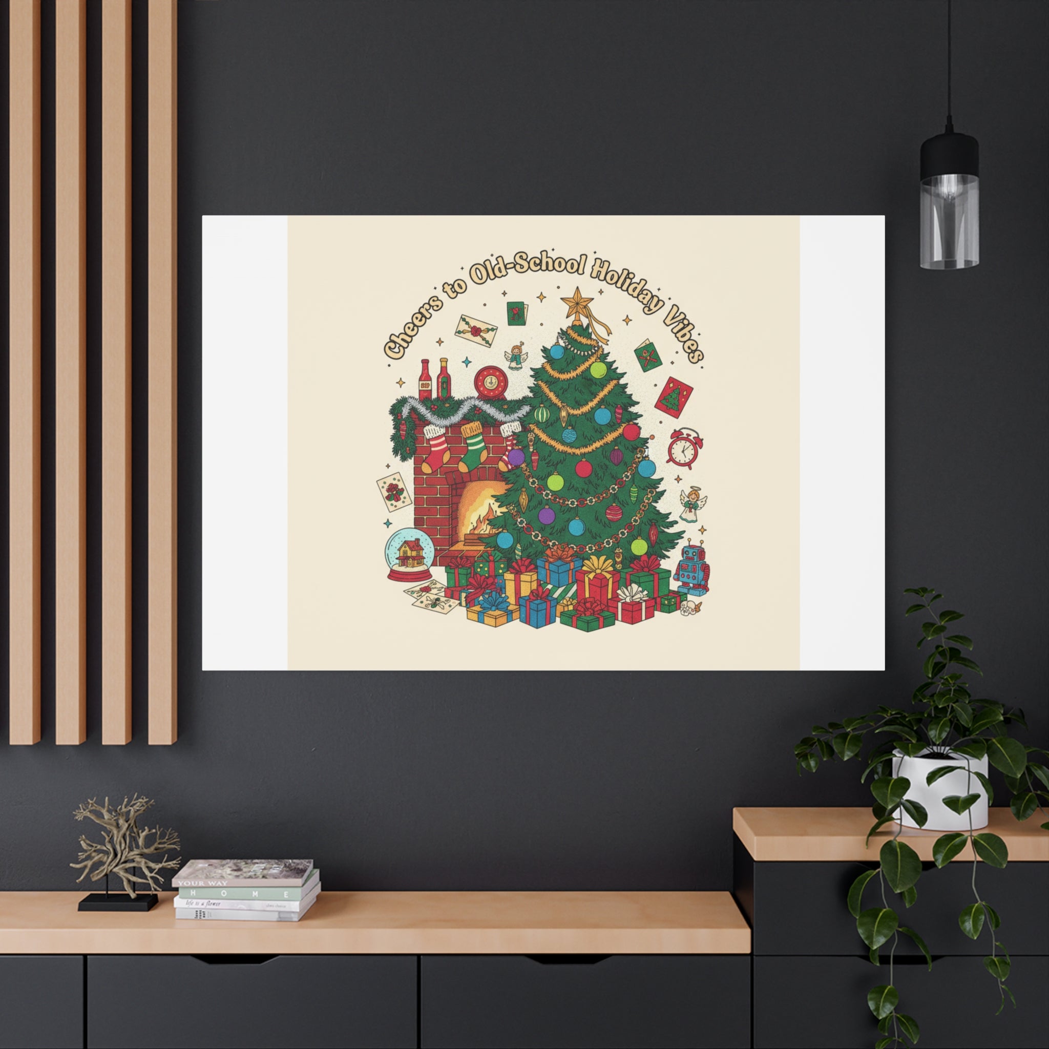 Retro Christmas Tree Canvas | 90s Holiday Nostalgia, Vintage Holiday Print