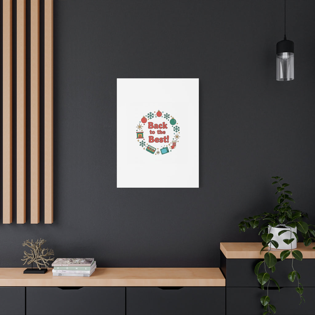 Retro Christmas Wreath Print Canvas | 90s Holiday Nostalgia, Vintage Holiday Poster