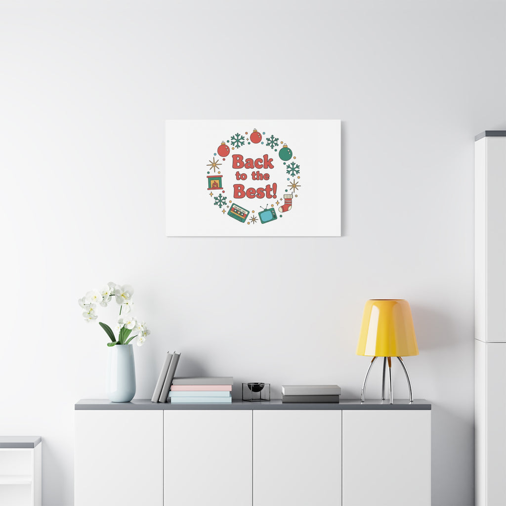 Retro Christmas Wreath Print Canvas | 90s Holiday Nostalgia, Vintage Holiday Poster