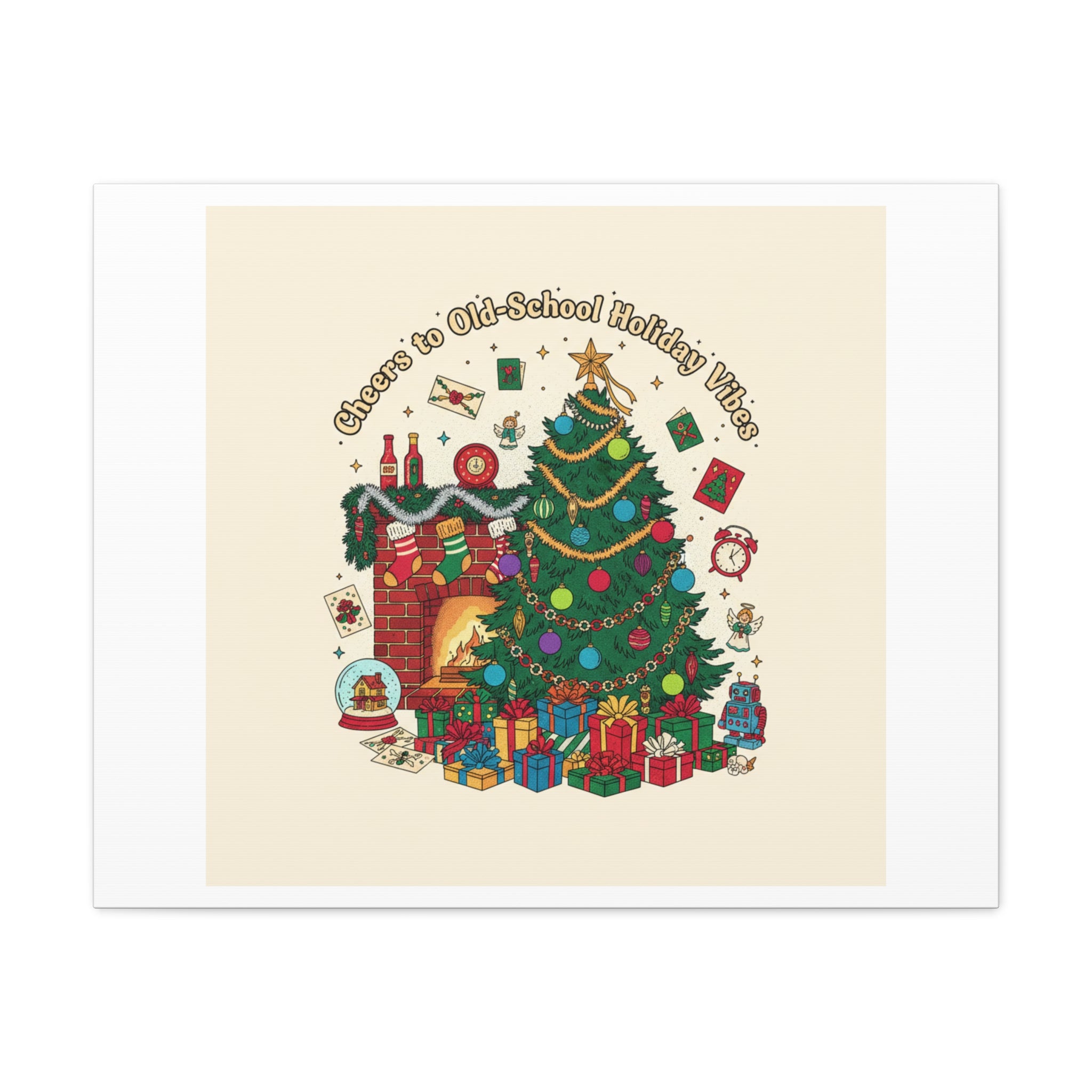 Retro Christmas Tree Canvas | 90s Holiday Nostalgia, Vintage Holiday Print