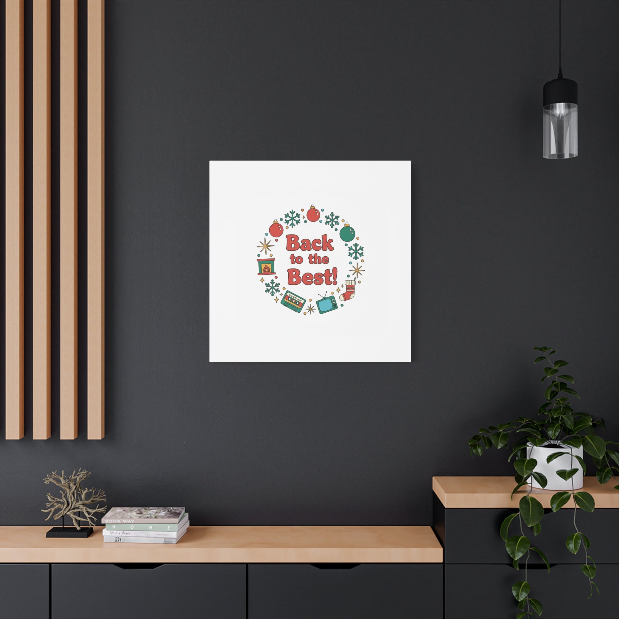 Retro Christmas Wreath Print Canvas | 90s Holiday Nostalgia, Vintage Holiday Poster