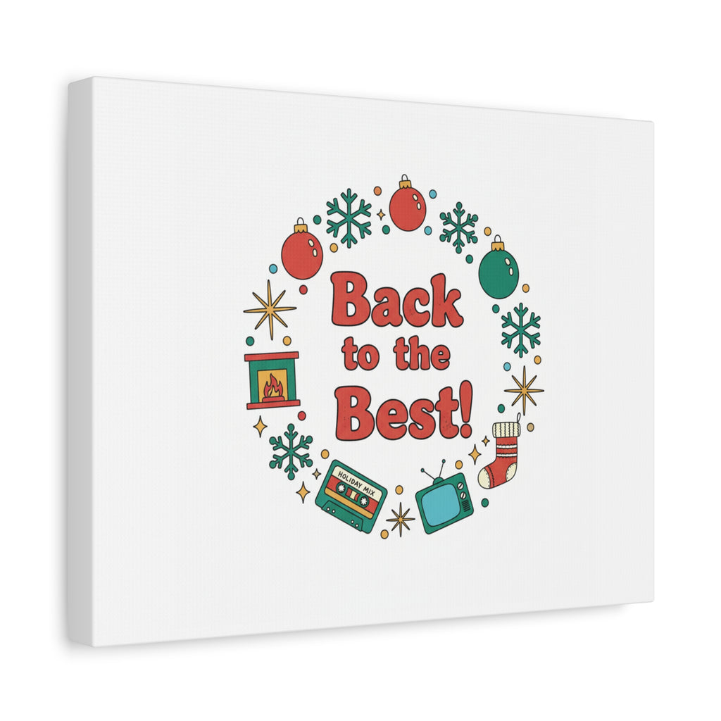 Retro Christmas Wreath Print Canvas | 90s Holiday Nostalgia, Vintage Holiday Poster