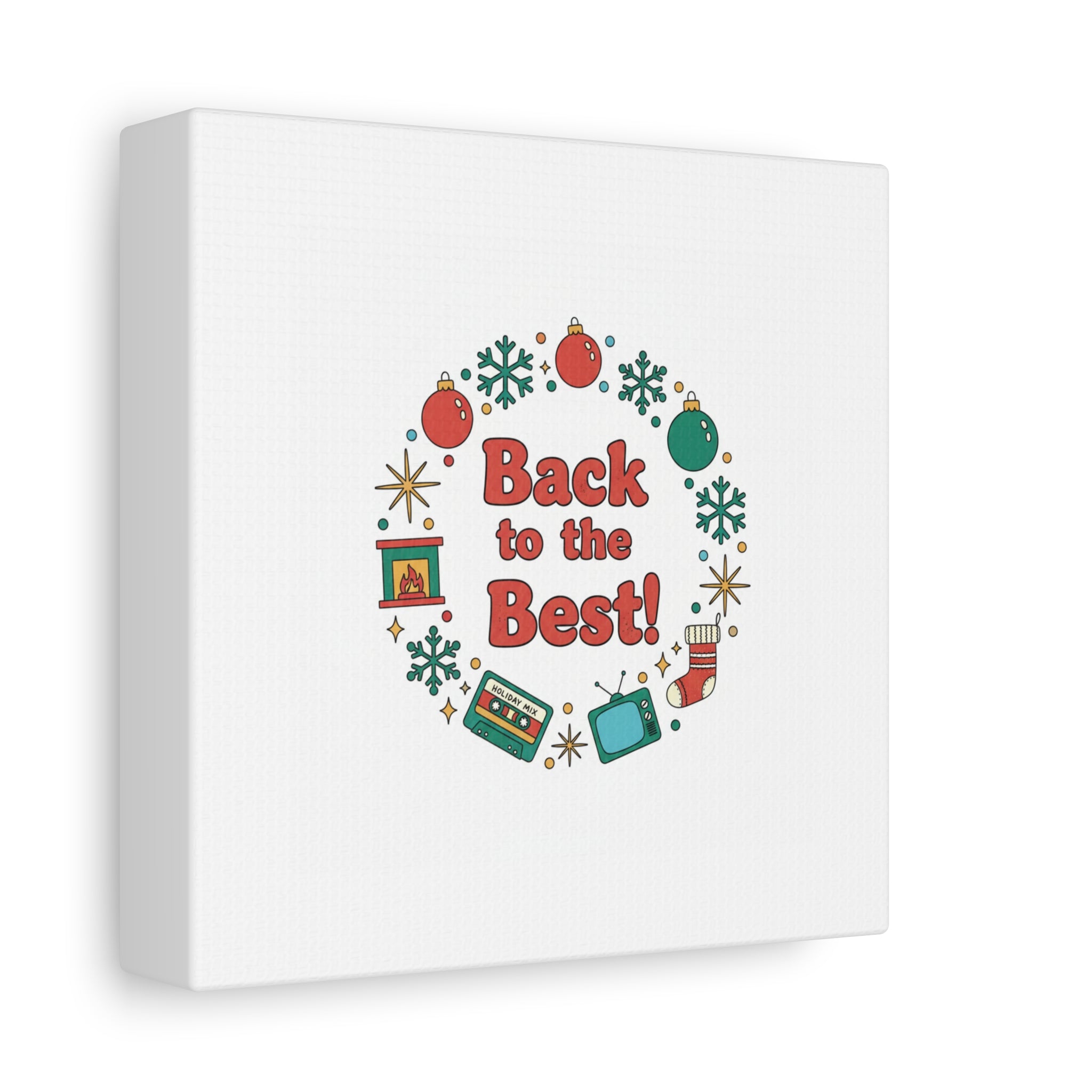 Retro Christmas Wreath Print Canvas | 90s Holiday Nostalgia, Vintage Holiday Poster