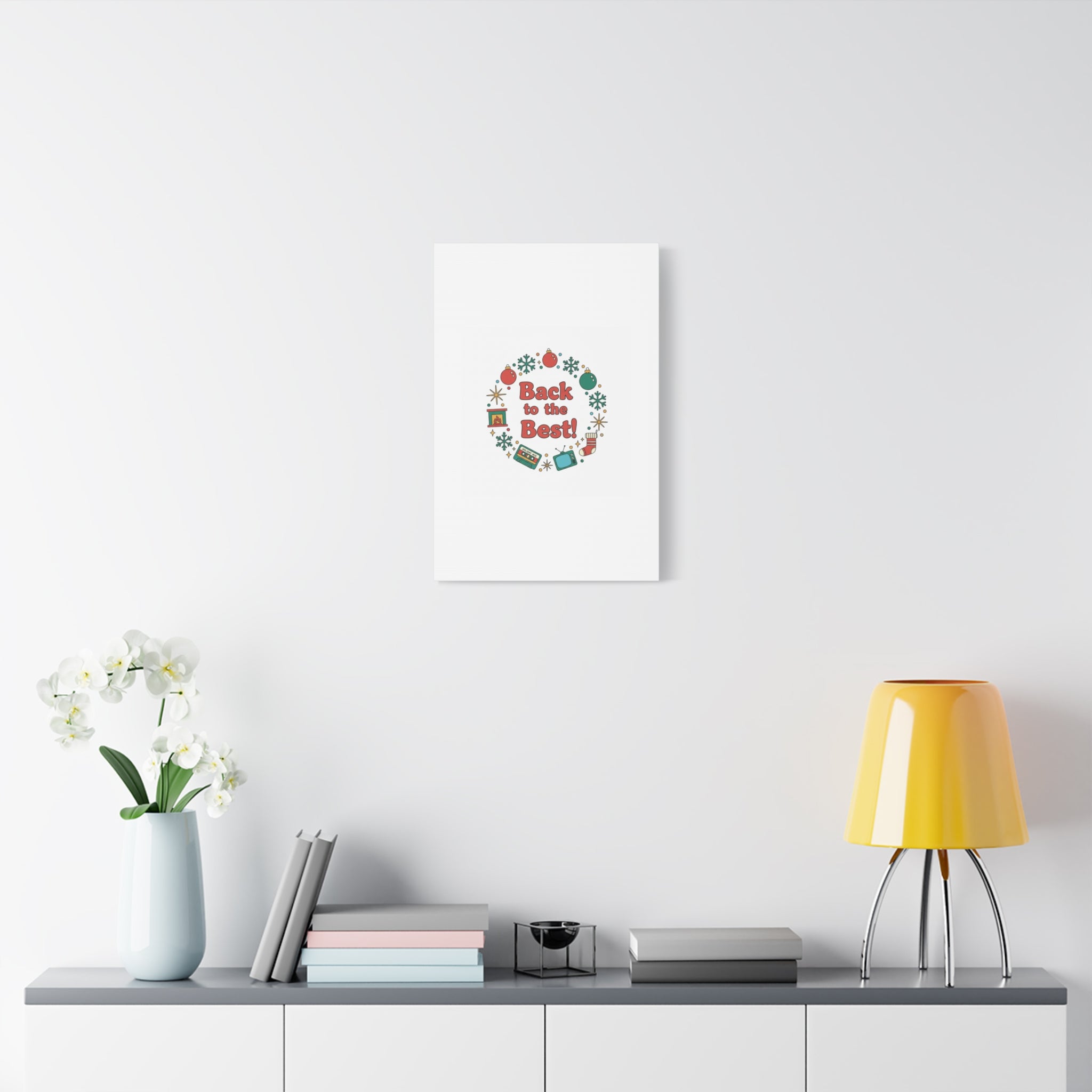 Retro Christmas Wreath Print Canvas | 90s Holiday Nostalgia, Vintage Holiday Poster