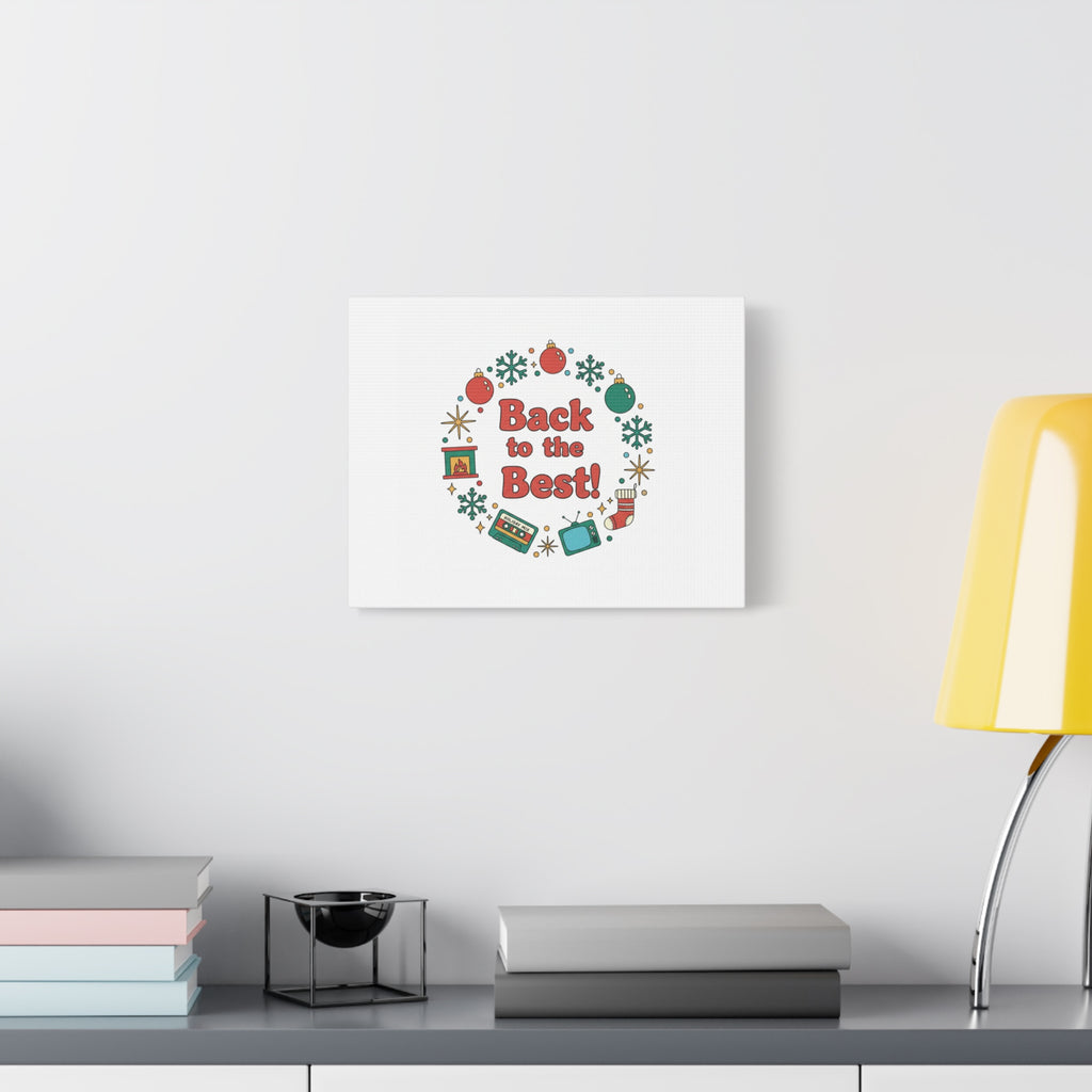 Retro Christmas Wreath Print Canvas | 90s Holiday Nostalgia, Vintage Holiday Poster