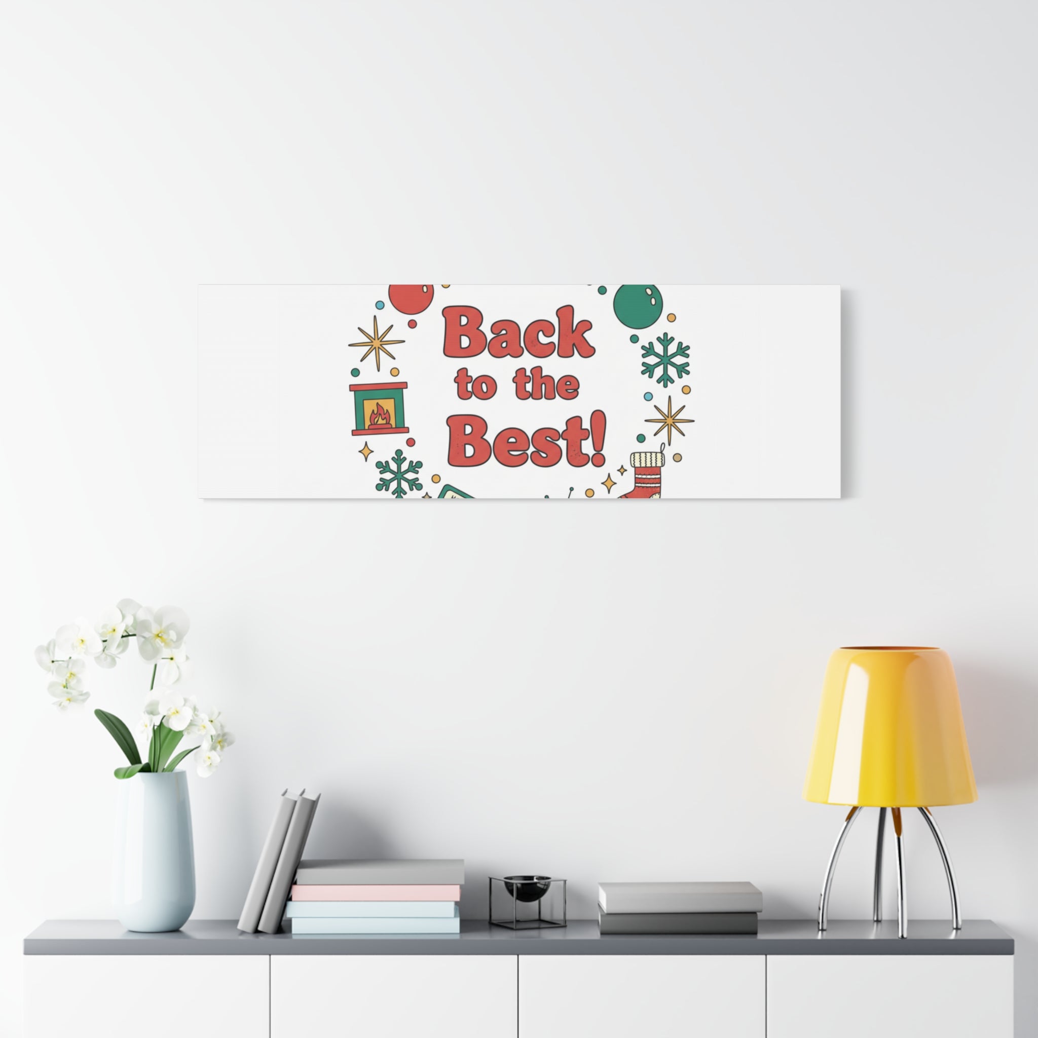 Retro Christmas Wreath Print Canvas | 90s Holiday Nostalgia, Vintage Holiday Poster