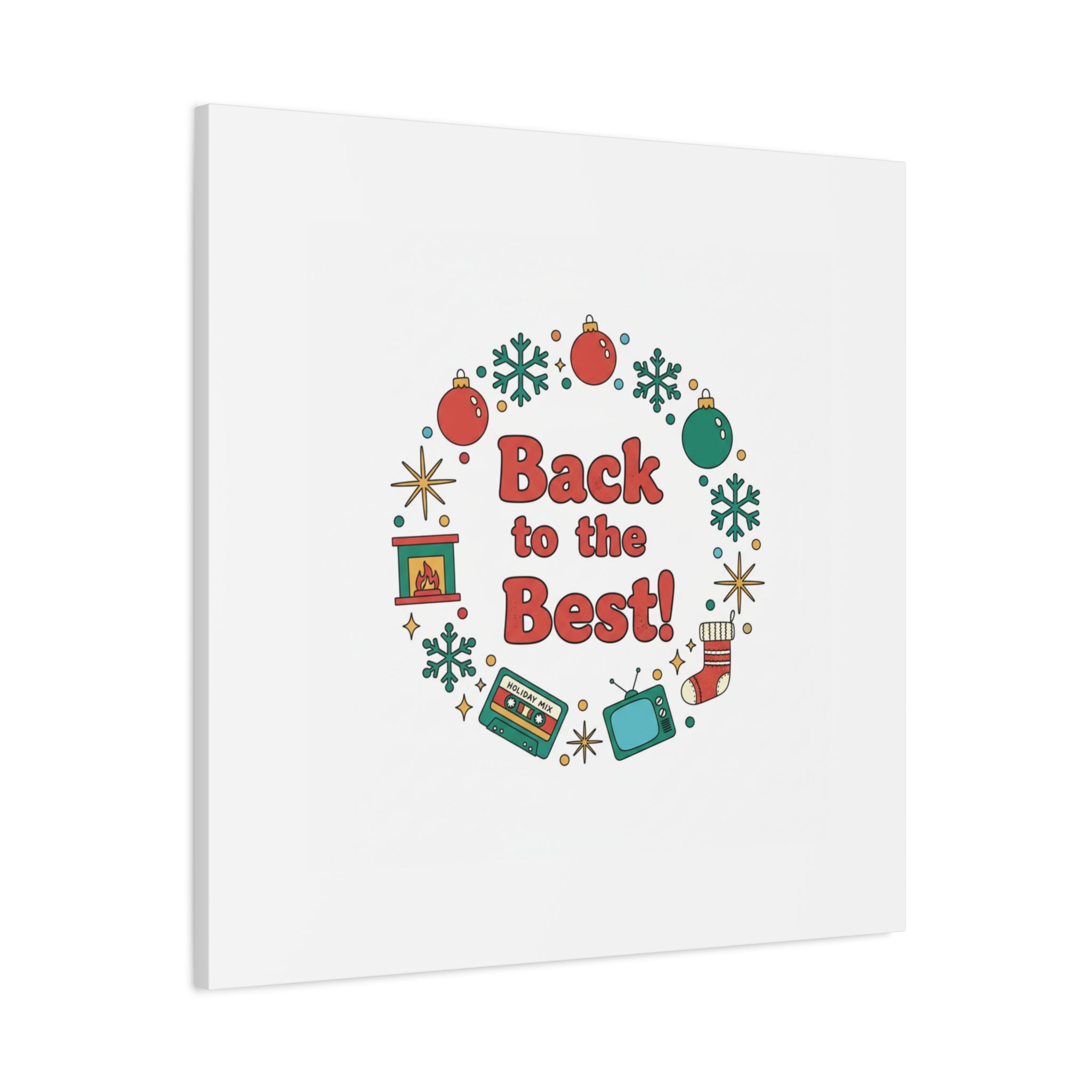 Retro Christmas Wreath Print Canvas | 90s Holiday Nostalgia, Vintage Holiday Poster