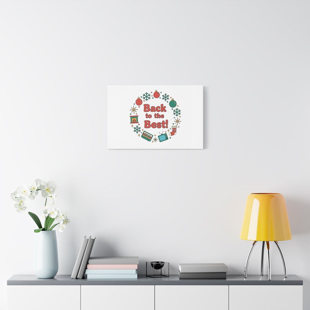 Retro Christmas Wreath Print Canvas | 90s Holiday Nostalgia, Vintage Holiday Poster