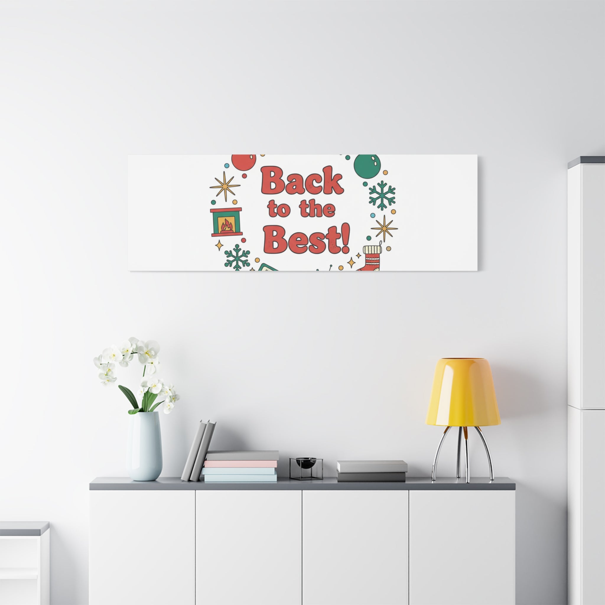 Retro Christmas Wreath Print Canvas | 90s Holiday Nostalgia, Vintage Holiday Poster