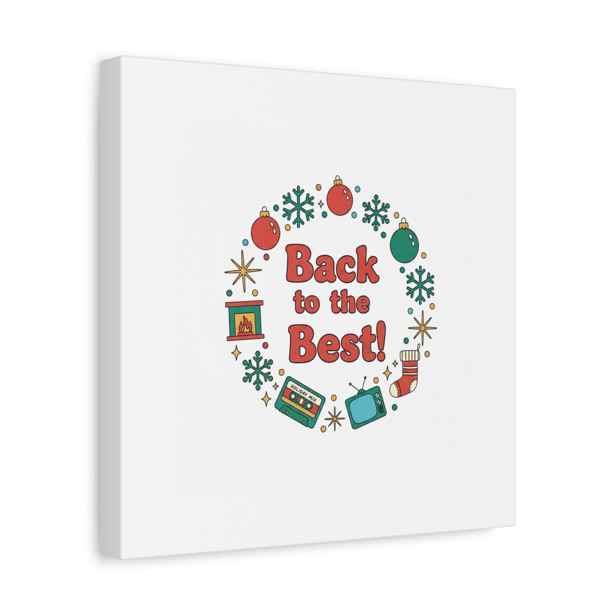 Retro Christmas Wreath Print Canvas | 90s Holiday Nostalgia, Vintage Holiday Poster