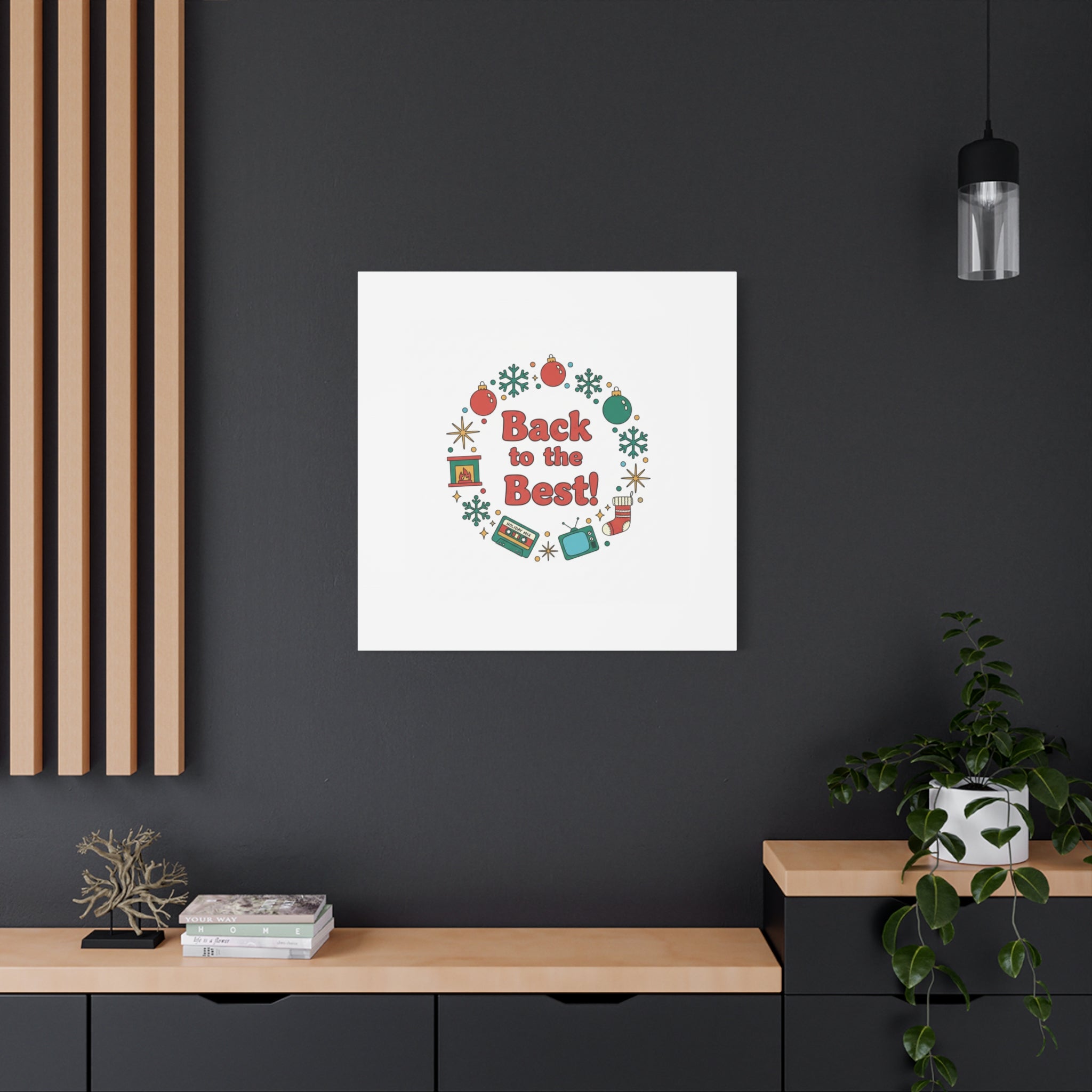 Retro Christmas Wreath Print Canvas | 90s Holiday Nostalgia, Vintage Holiday Poster