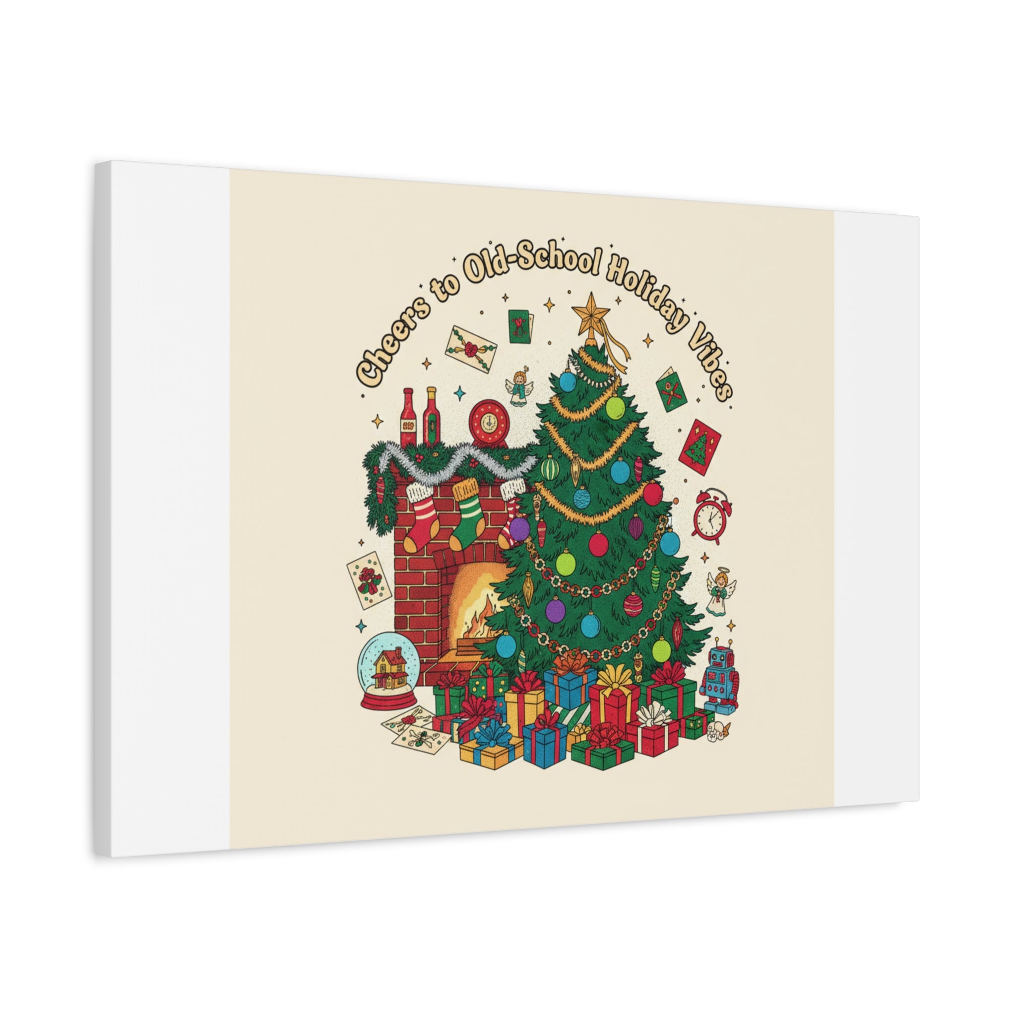 Retro Christmas Tree Canvas | 90s Holiday Nostalgia, Vintage Holiday Print