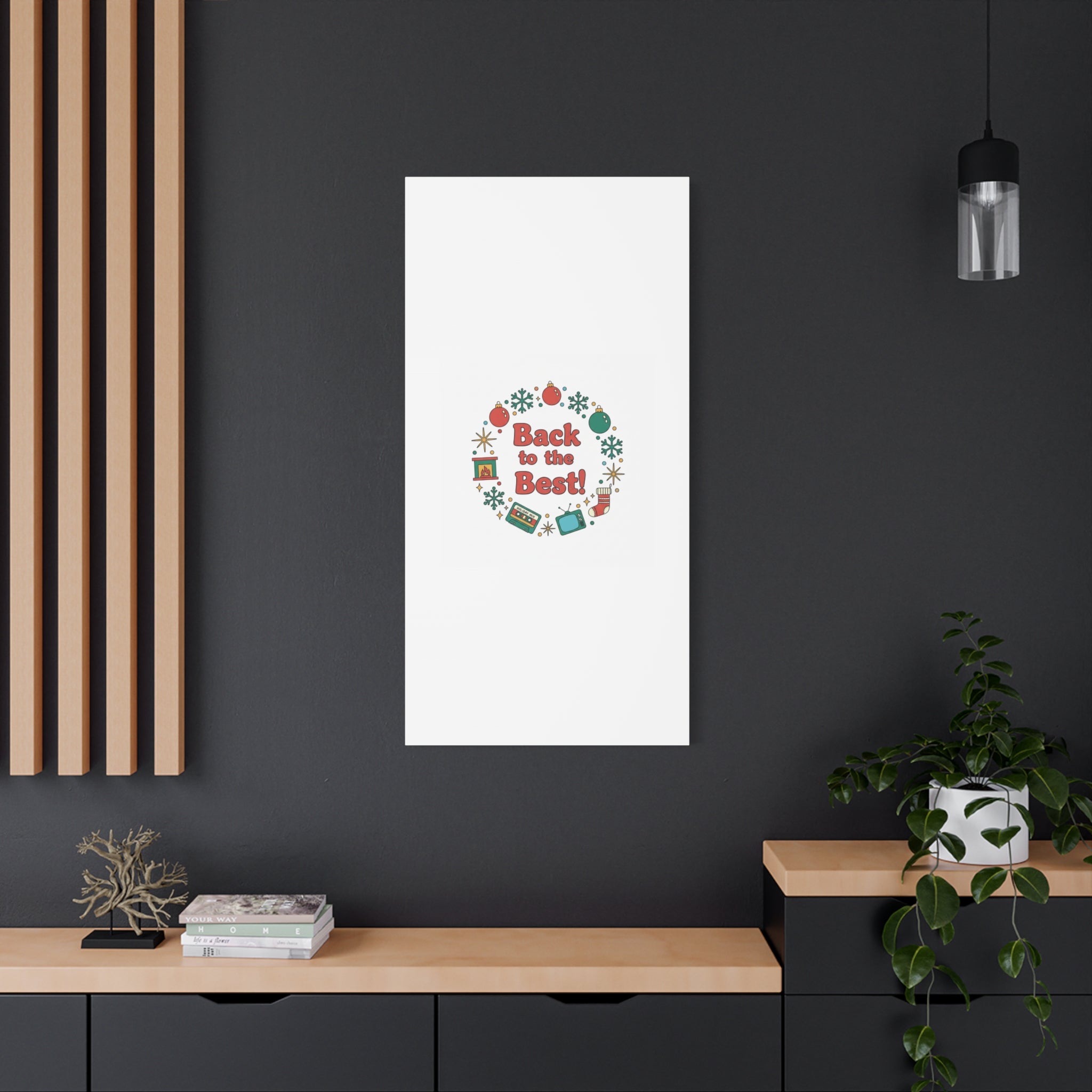 Retro Christmas Wreath Print Canvas | 90s Holiday Nostalgia, Vintage Holiday Poster
