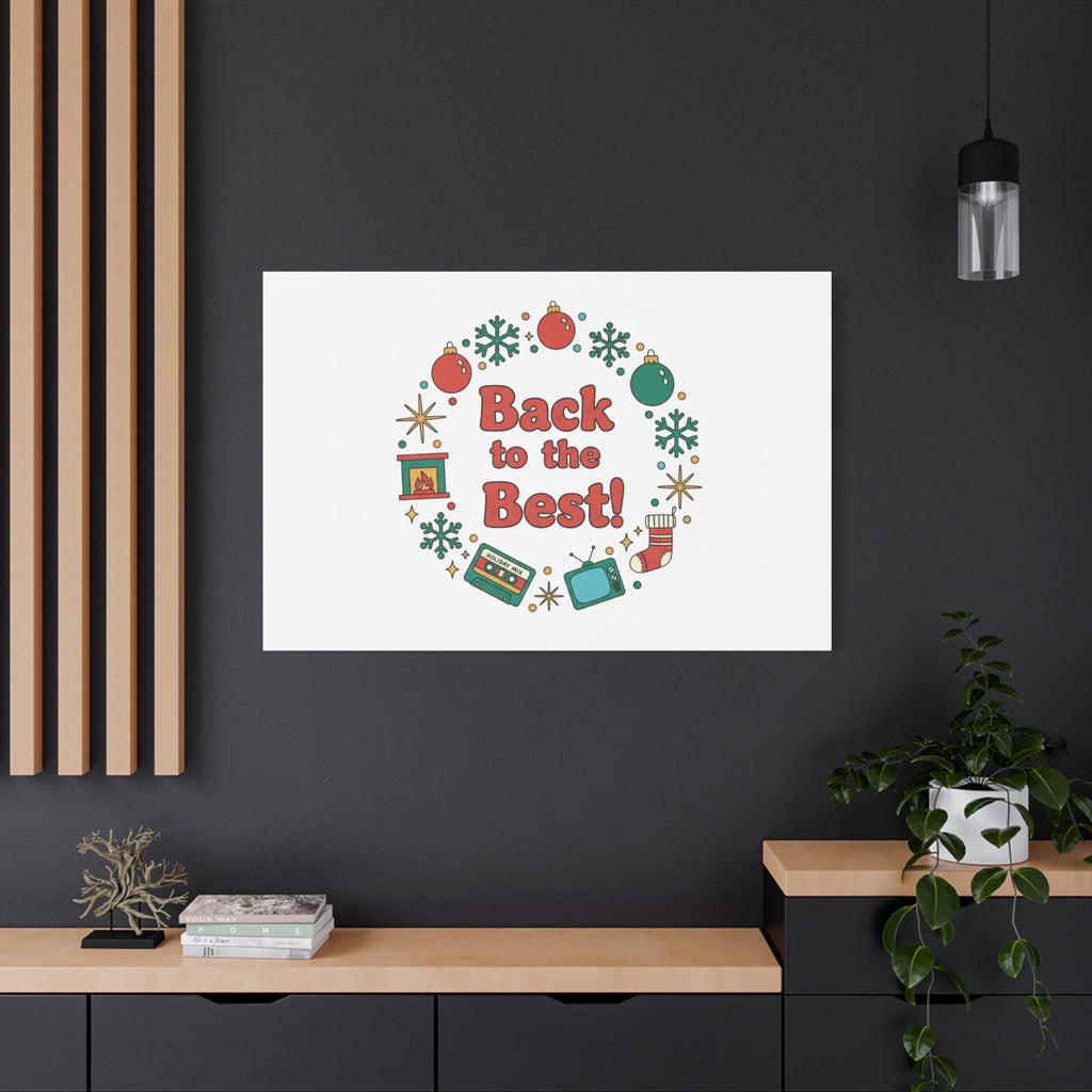 Retro Christmas Wreath Print Canvas | 90s Holiday Nostalgia, Vintage Holiday Poster