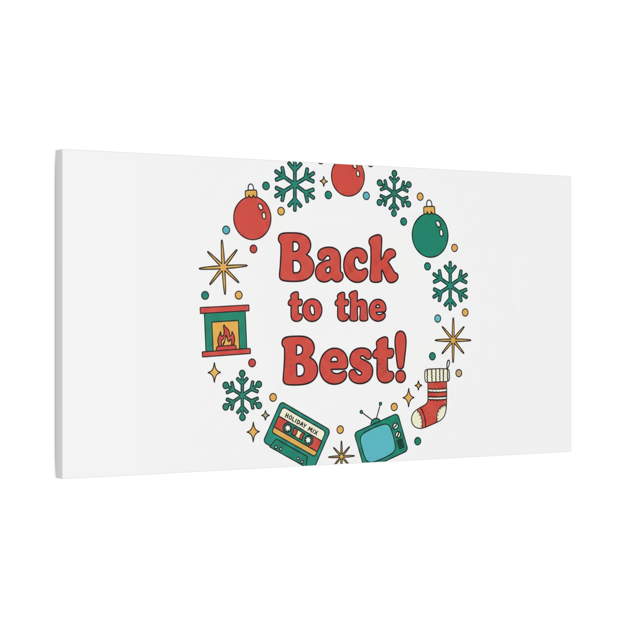 Retro Christmas Wreath Print Canvas | 90s Holiday Nostalgia, Vintage Holiday Poster