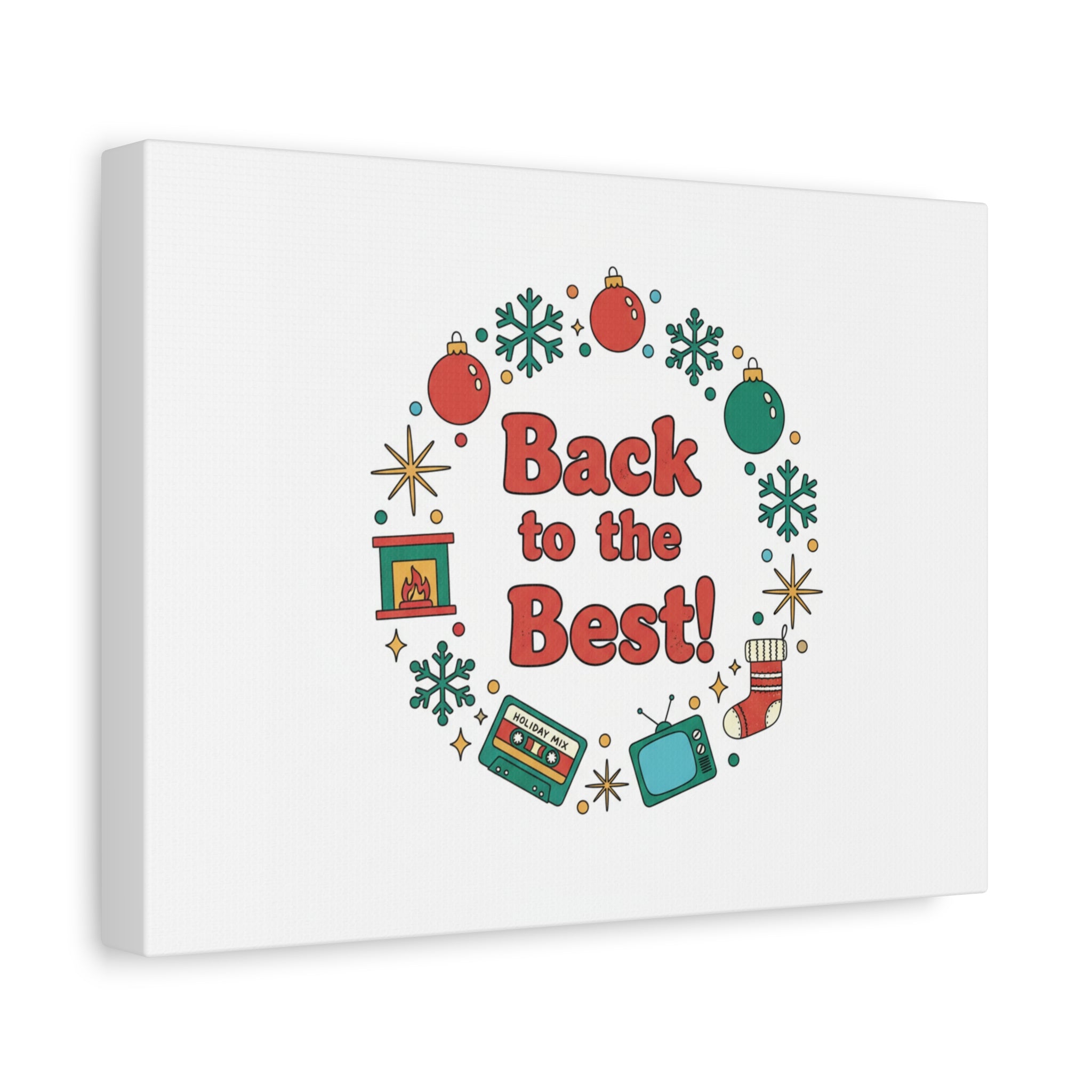 Retro Christmas Wreath Print Canvas | 90s Holiday Nostalgia, Vintage Holiday Poster