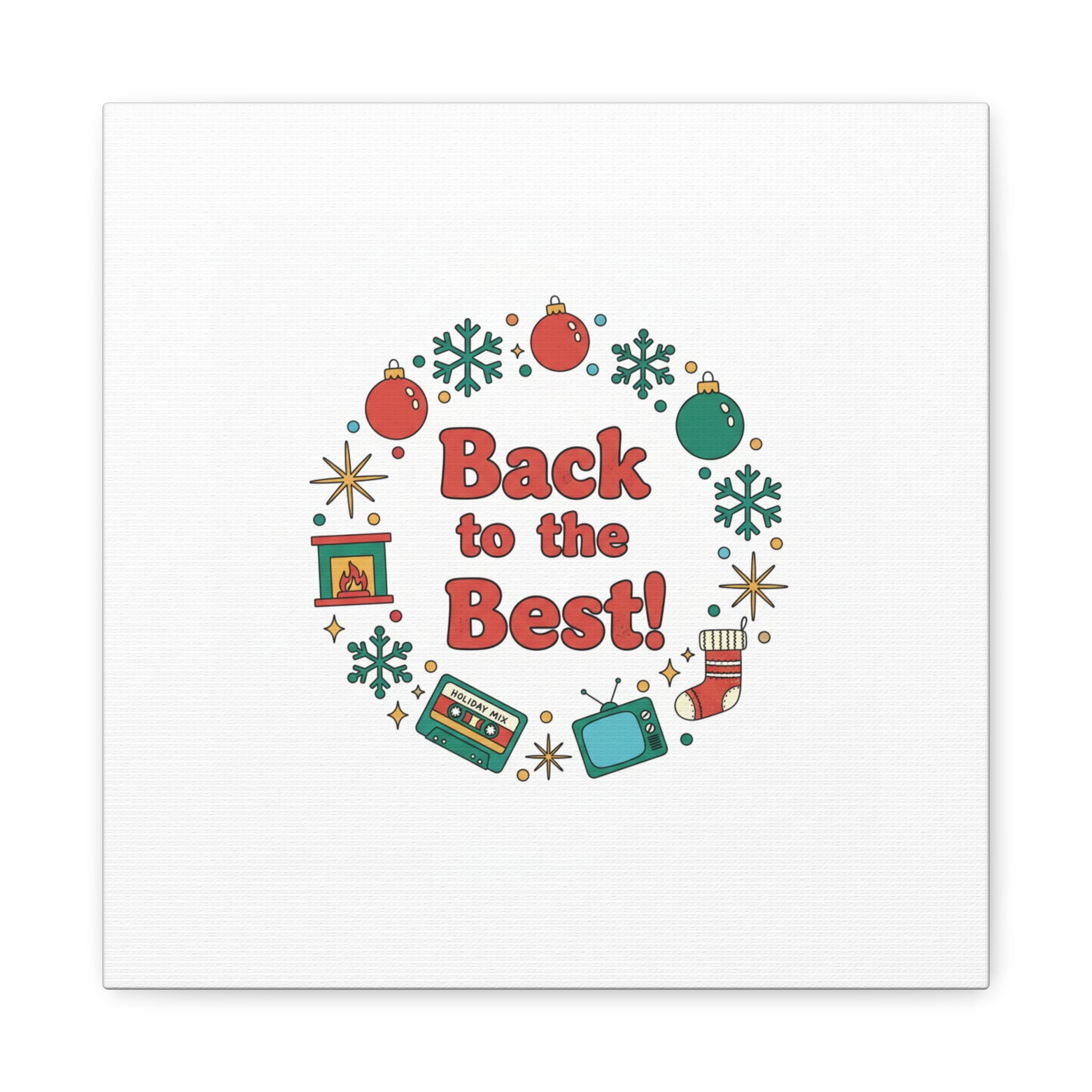 Retro Christmas Wreath Print Canvas | 90s Holiday Nostalgia, Vintage Holiday Poster