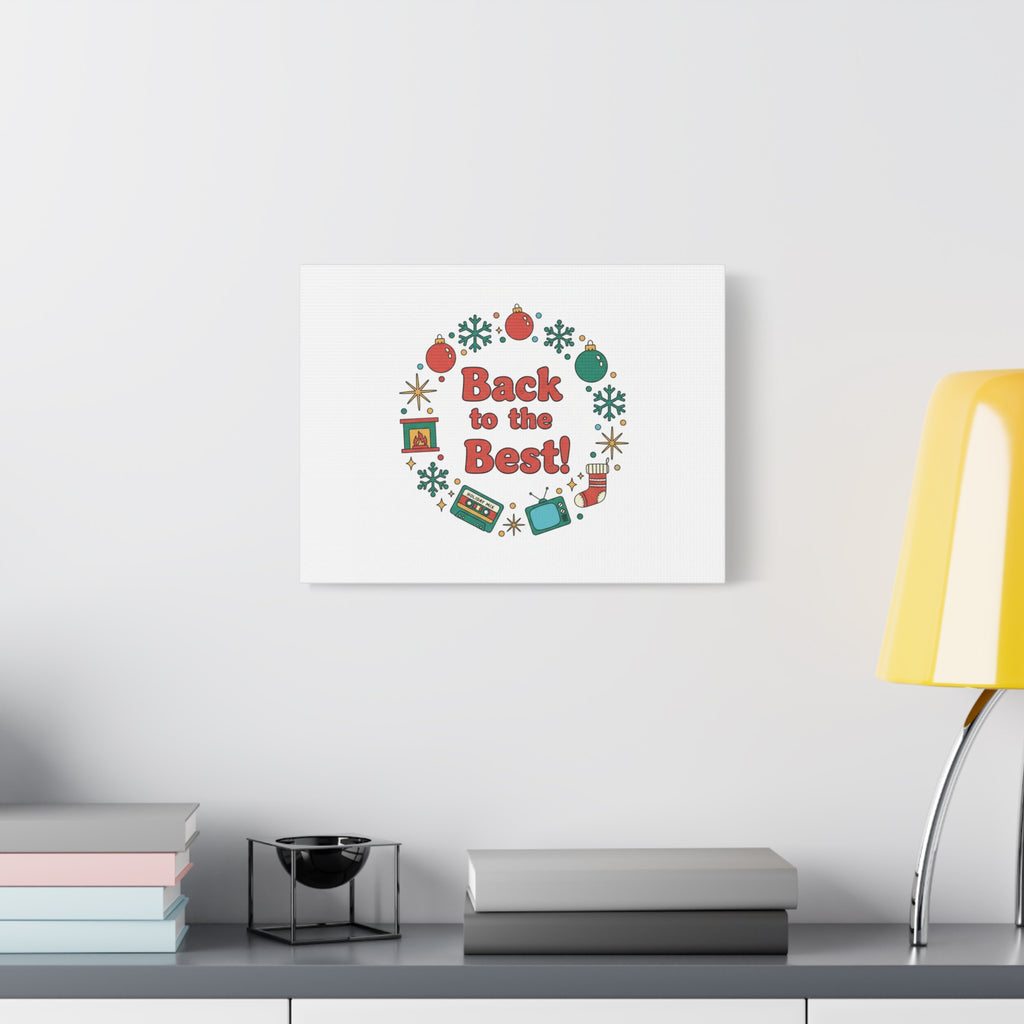 Retro Christmas Wreath Print Canvas | 90s Holiday Nostalgia, Vintage Holiday Poster