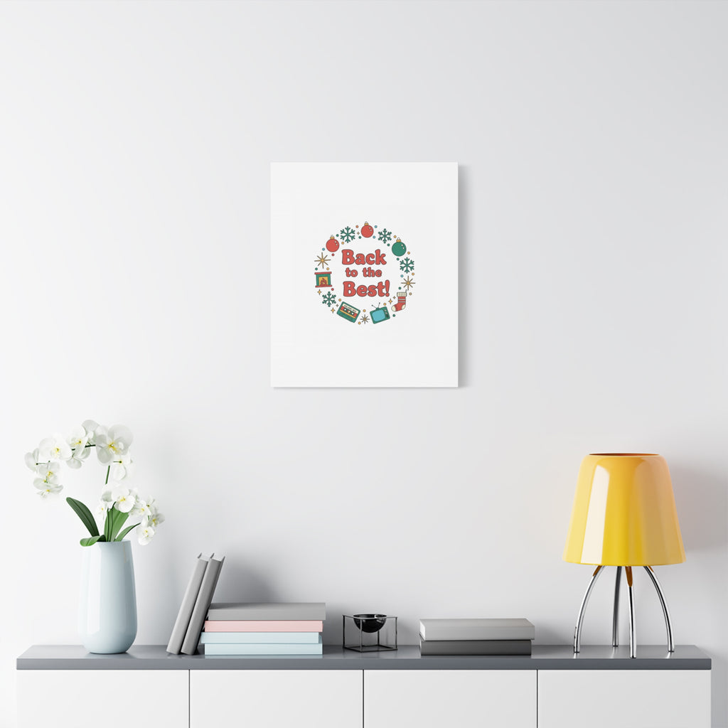 Retro Christmas Wreath Print Canvas | 90s Holiday Nostalgia, Vintage Holiday Poster