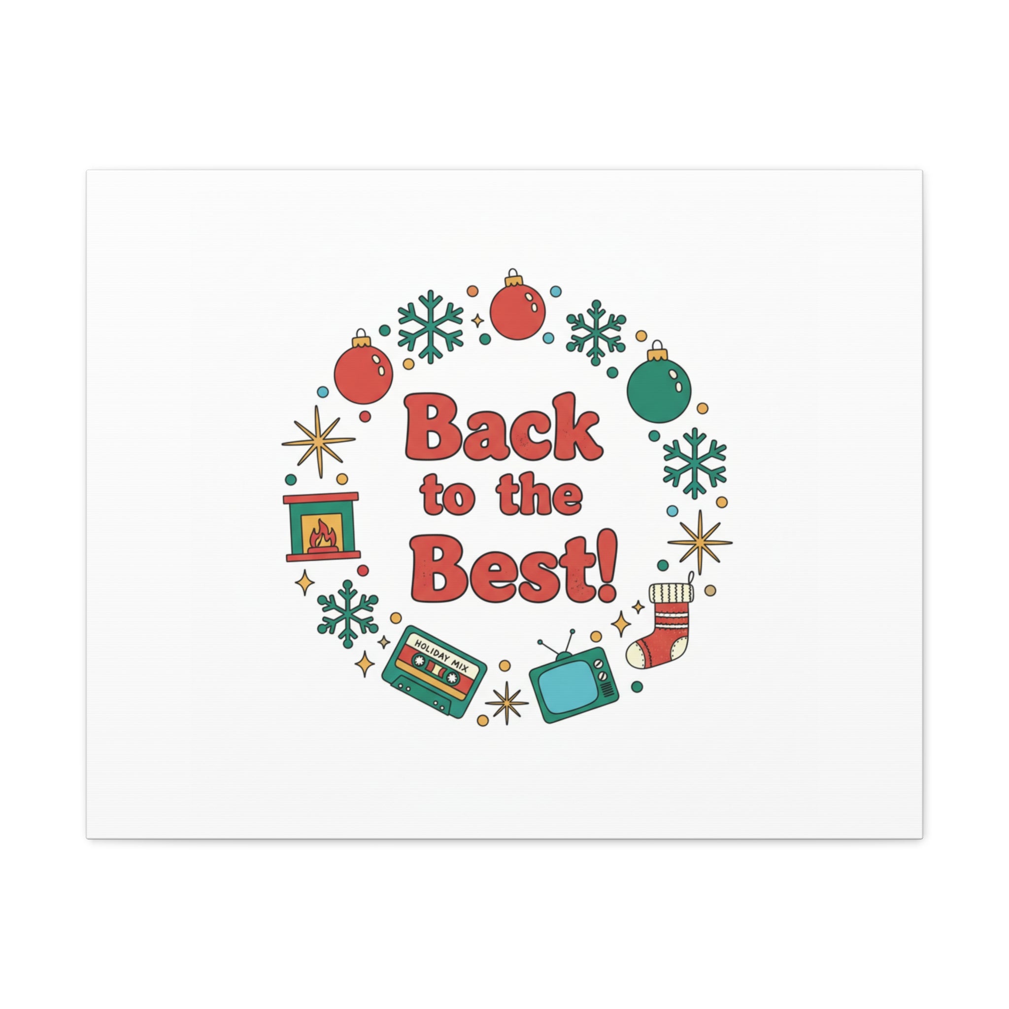 Retro Christmas Wreath Print Canvas | 90s Holiday Nostalgia, Vintage Holiday Poster
