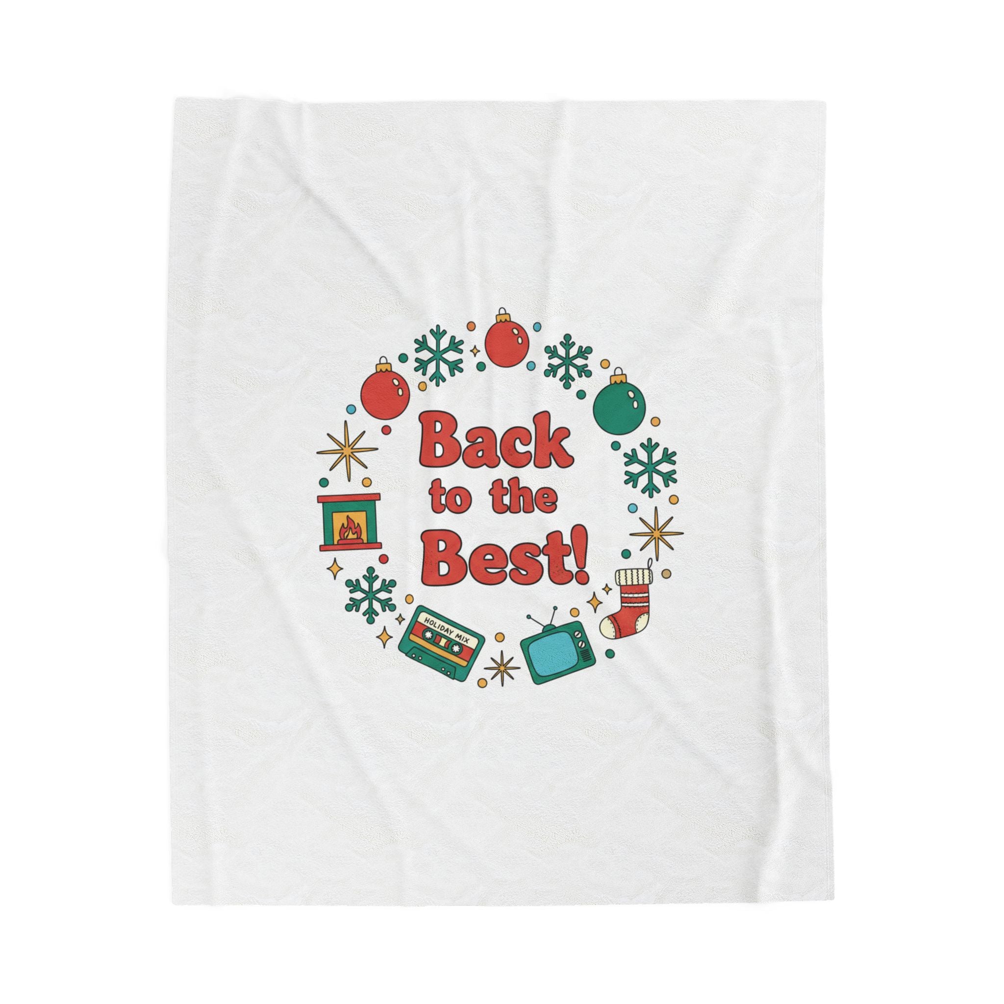 Retro Holiday Wreath Blanket | vintage holiday print, retro Christmas decor