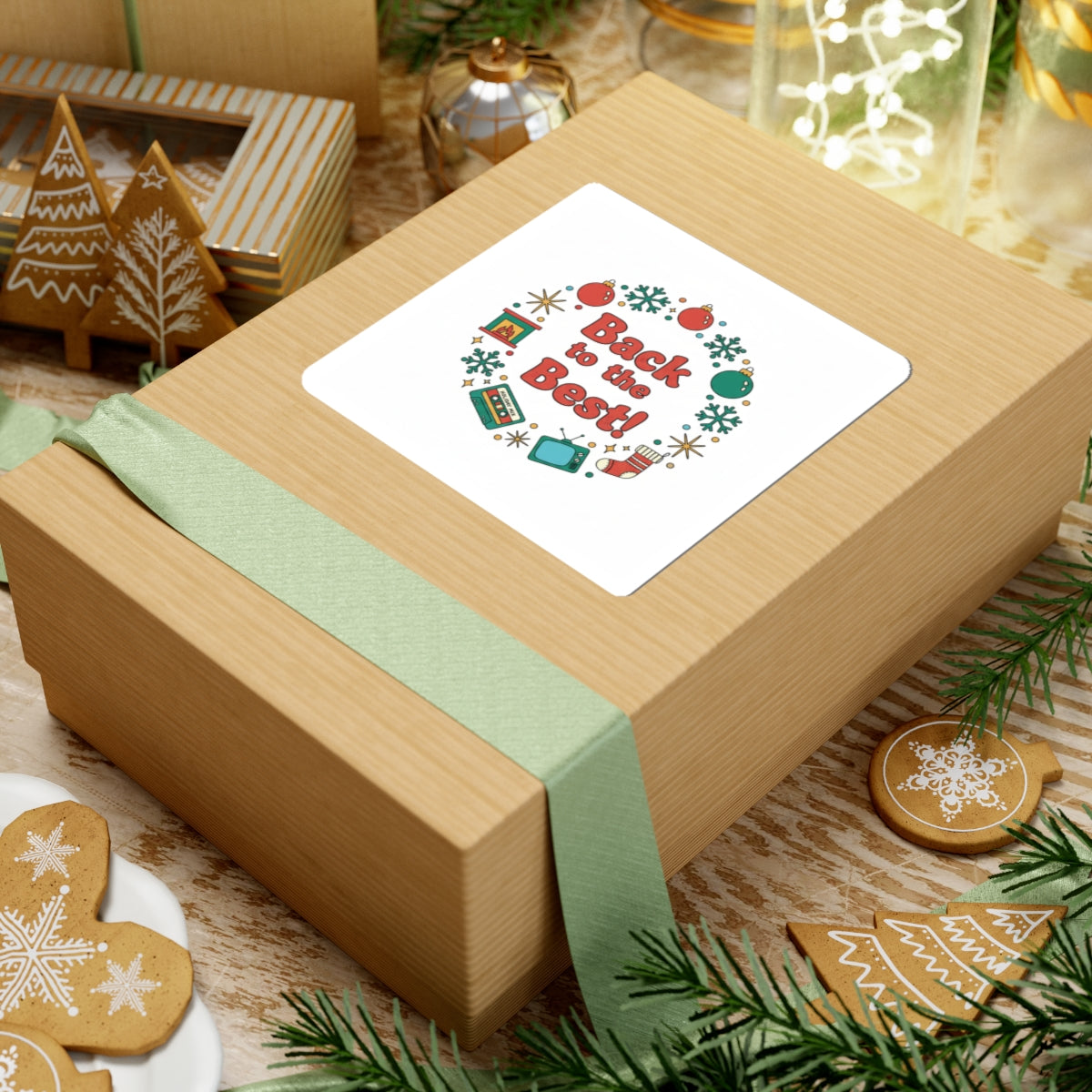 Back to the Best! Kiss-Cut Sticker | '90s Holiday Nostalgia, Retro Christmas Decor