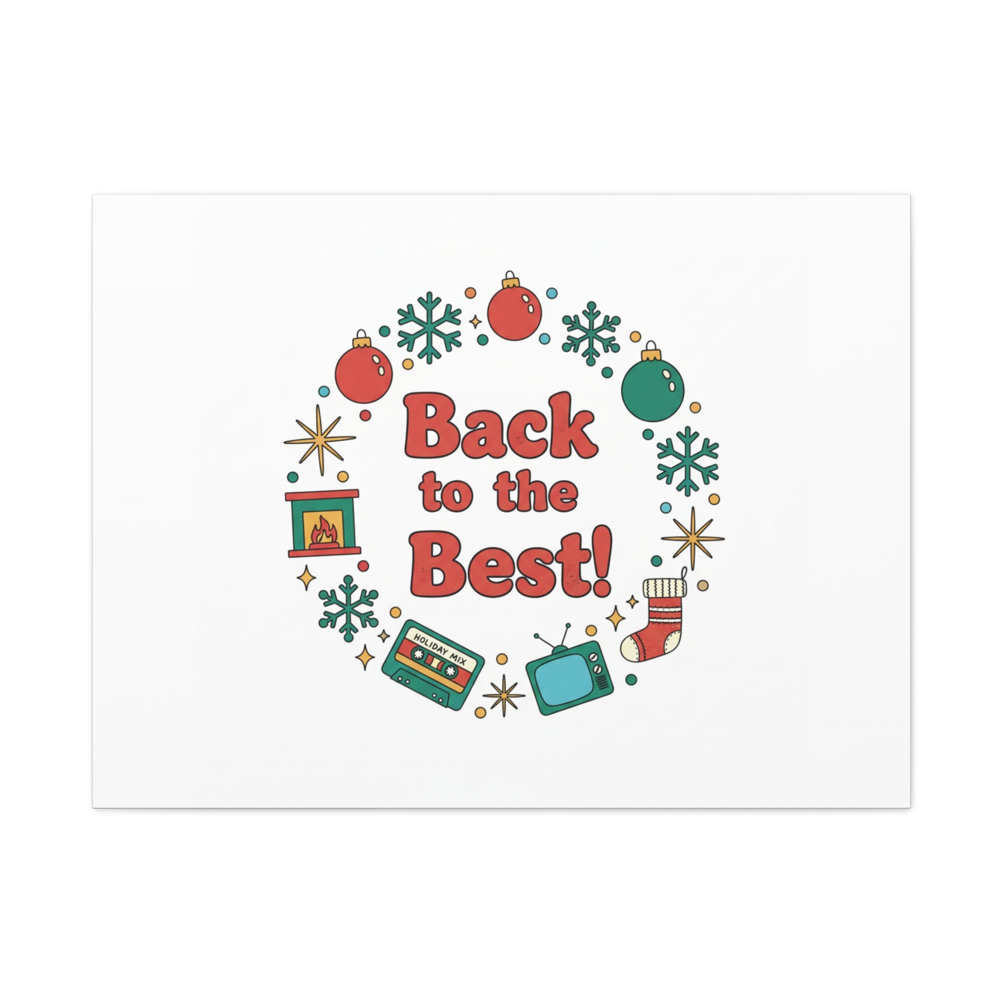 Retro Christmas Wreath Print Canvas | 90s Holiday Nostalgia, Vintage Holiday Poster
