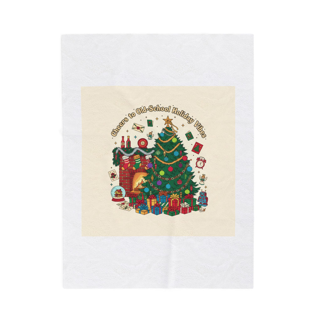 Retro Christmas tree print Velveteen Blanket | 90s holiday nostalgia, vintage holiday print