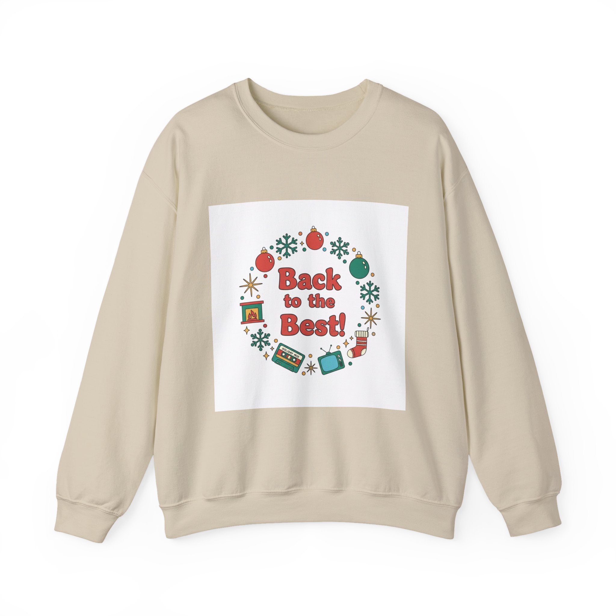 Retro Holiday Wreath Sweatshirt | vintage holiday print, colorful holiday poster
