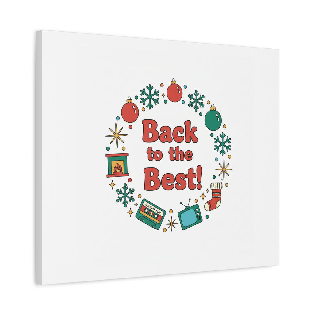 Retro Christmas Wreath Print Canvas | 90s Holiday Nostalgia, Vintage Holiday Poster