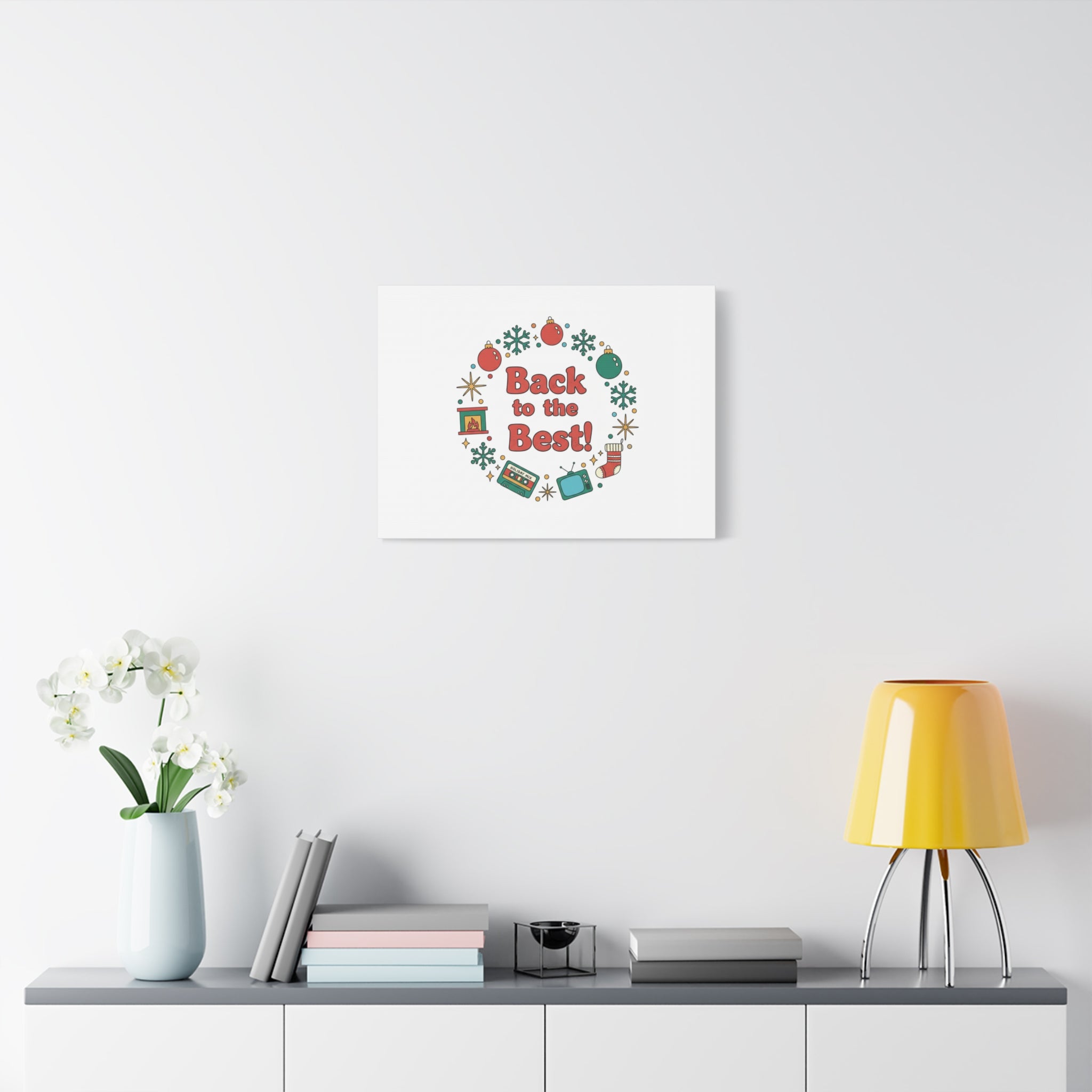 Retro Christmas Wreath Print Canvas | 90s Holiday Nostalgia, Vintage Holiday Poster