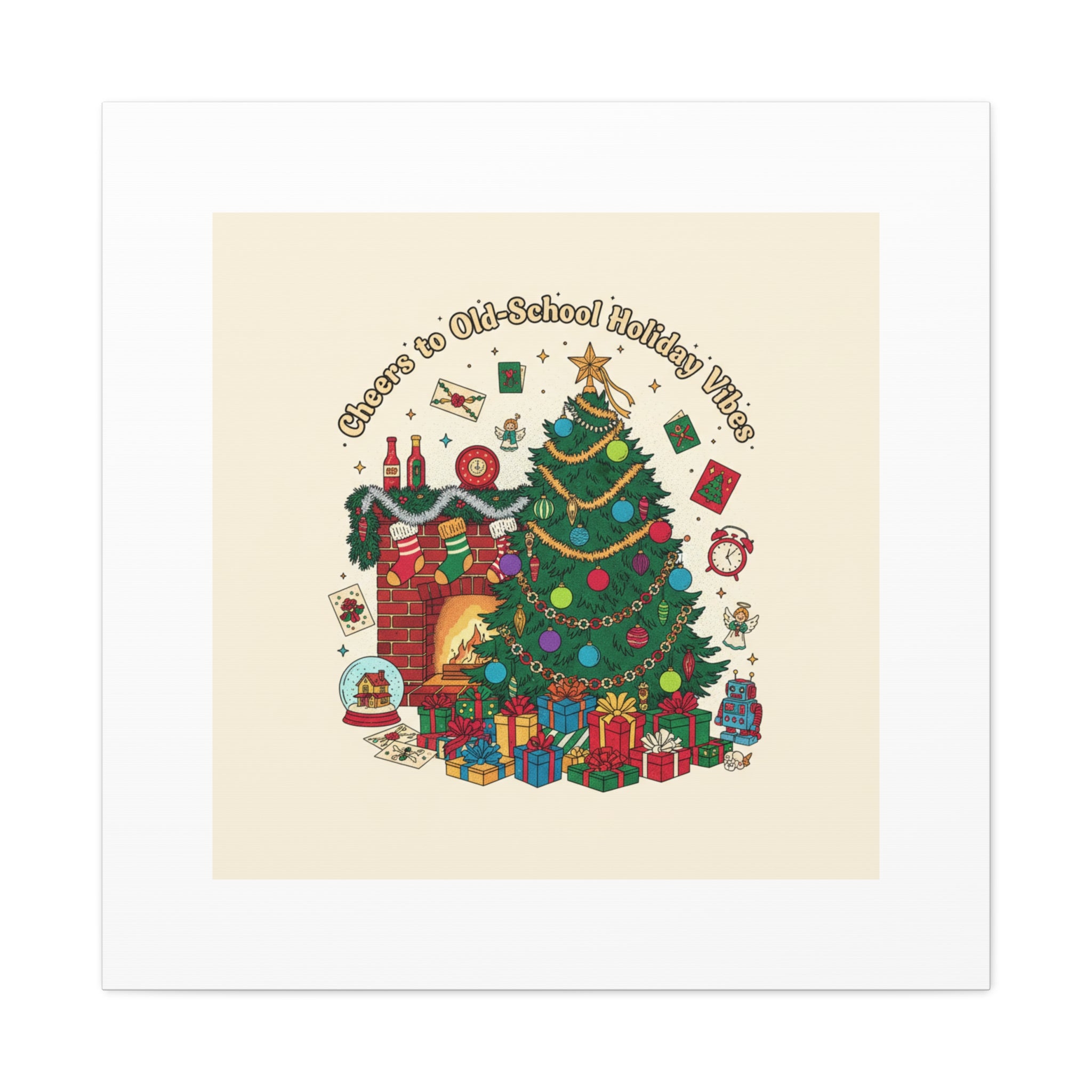 Retro Christmas Tree Canvas | 90s Holiday Nostalgia, Vintage Holiday Print