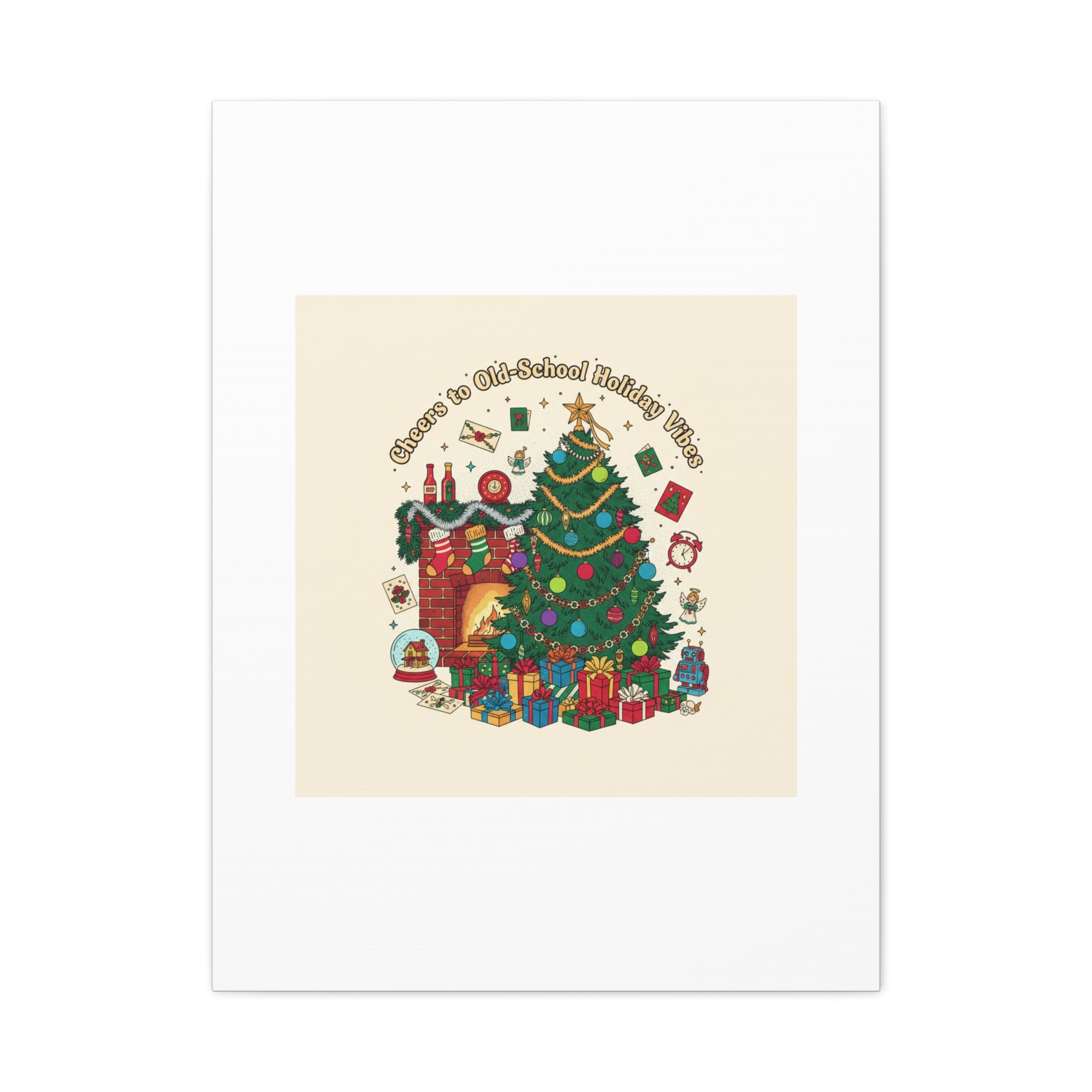 Retro Christmas Tree Canvas | 90s Holiday Nostalgia, Vintage Holiday Print