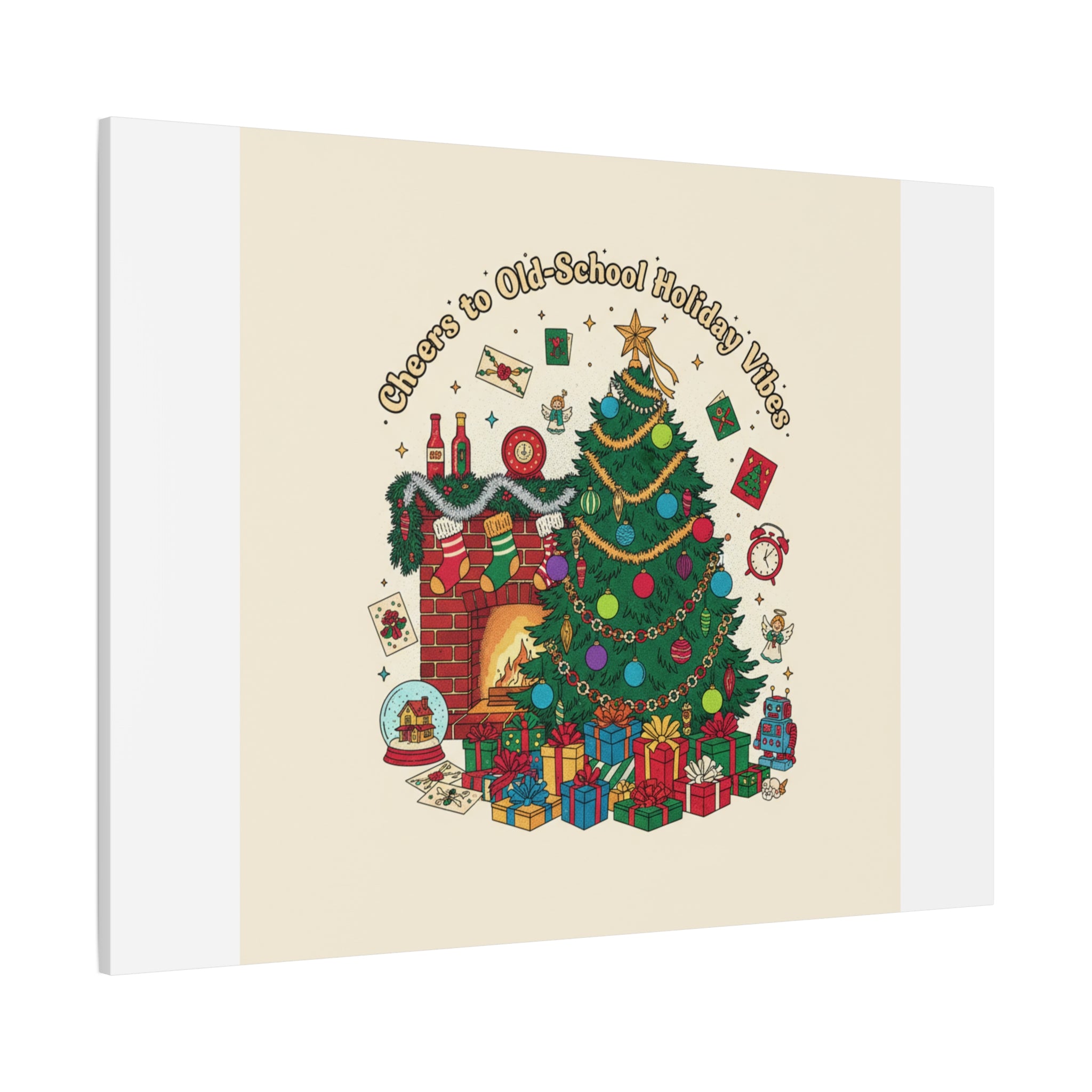 Retro Christmas Tree Canvas | 90s Holiday Nostalgia, Vintage Holiday Print