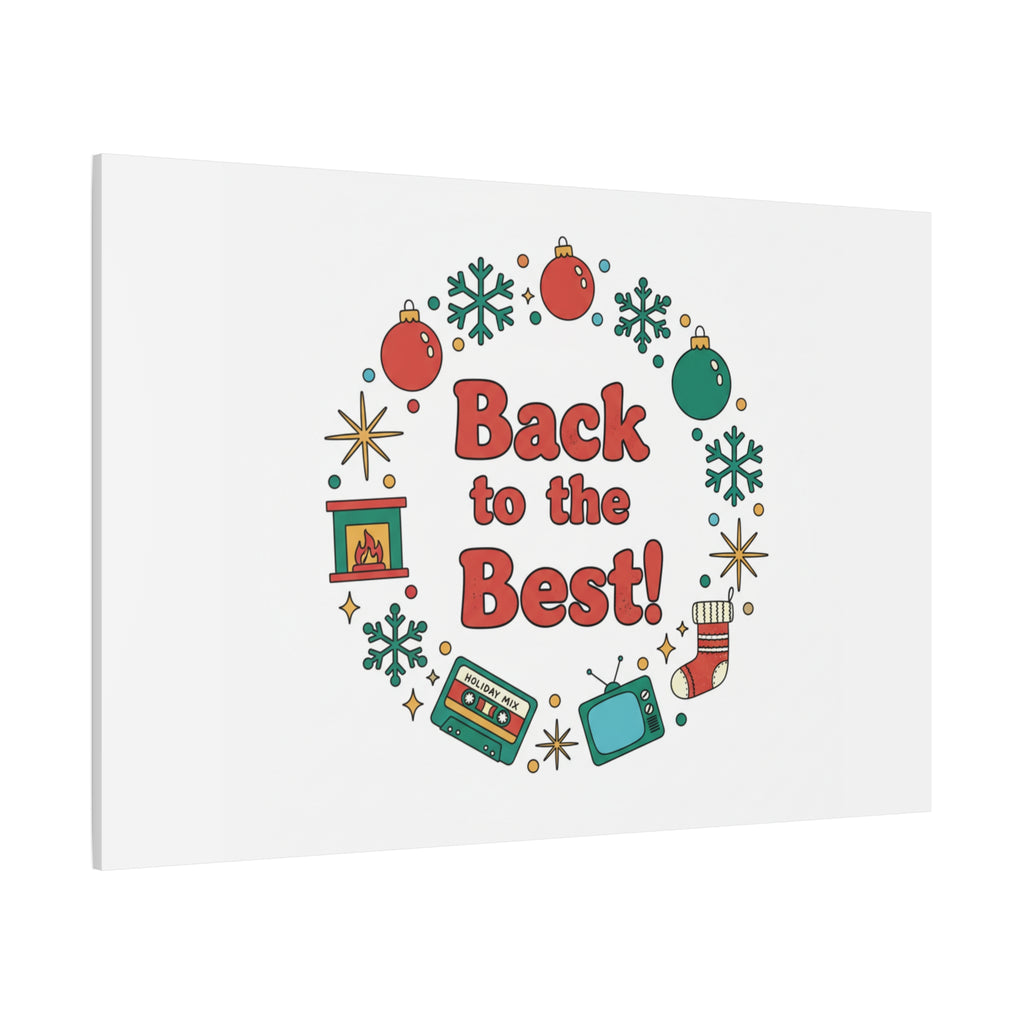 Retro Christmas Wreath Print Canvas | 90s Holiday Nostalgia, Vintage Holiday Poster