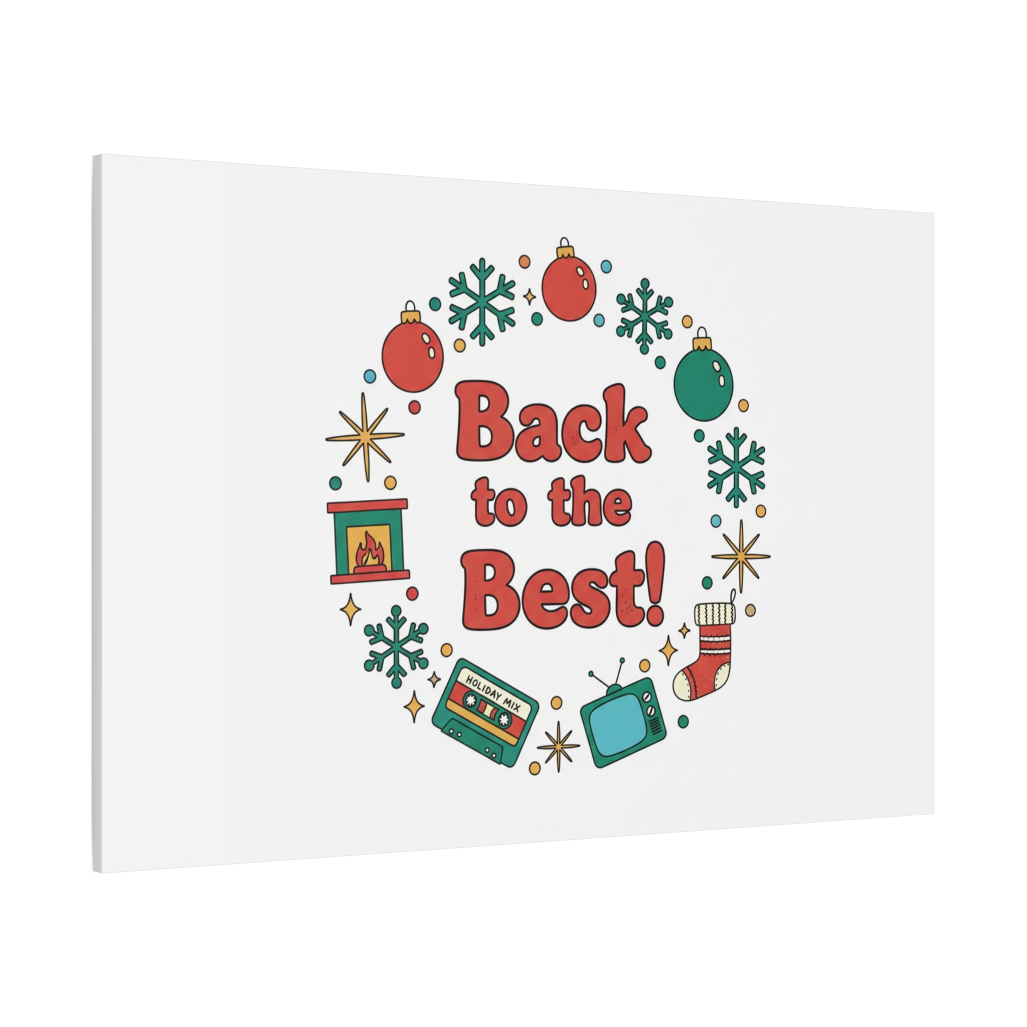 Retro Christmas Wreath Print Canvas | 90s Holiday Nostalgia, Vintage Holiday Poster