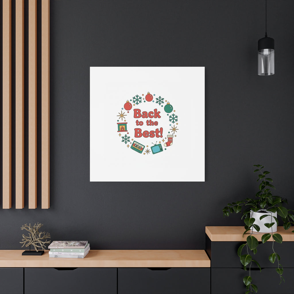 Retro Christmas Wreath Print Canvas | 90s Holiday Nostalgia, Vintage Holiday Poster