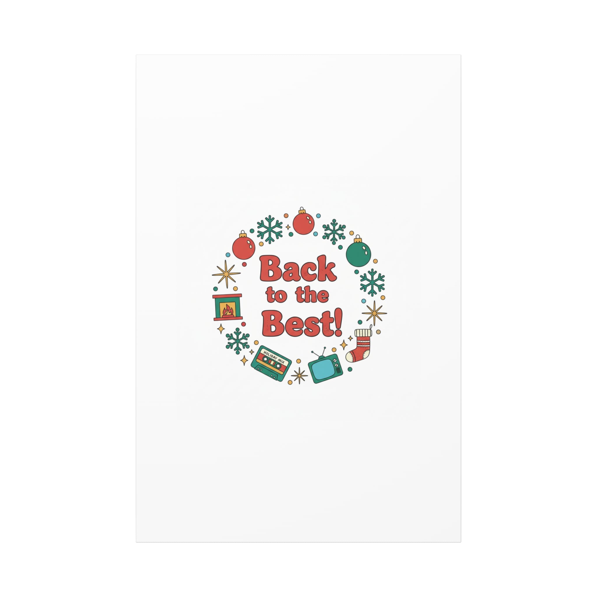 Retro Christmas Wreath Print Canvas | 90s Holiday Nostalgia, Vintage Holiday Poster