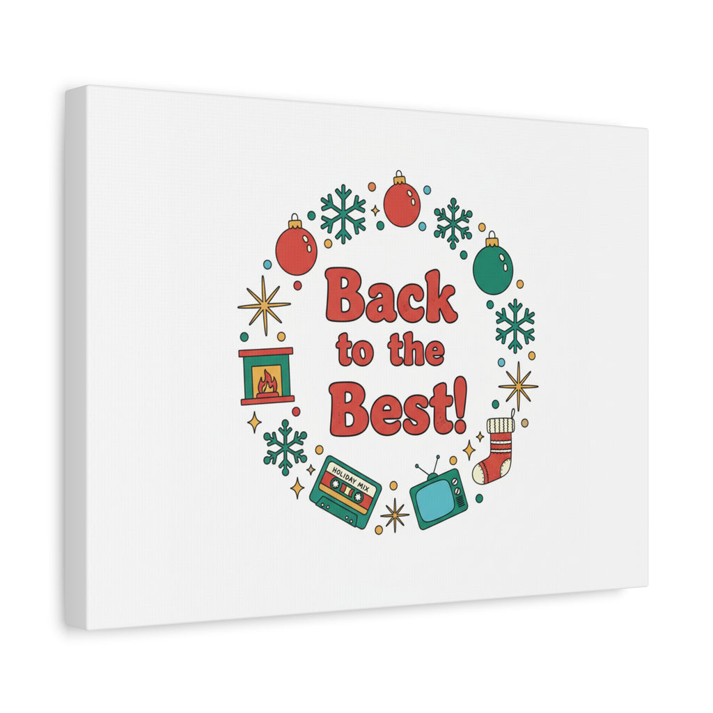 Retro Christmas Wreath Print Canvas | 90s Holiday Nostalgia, Vintage Holiday Poster