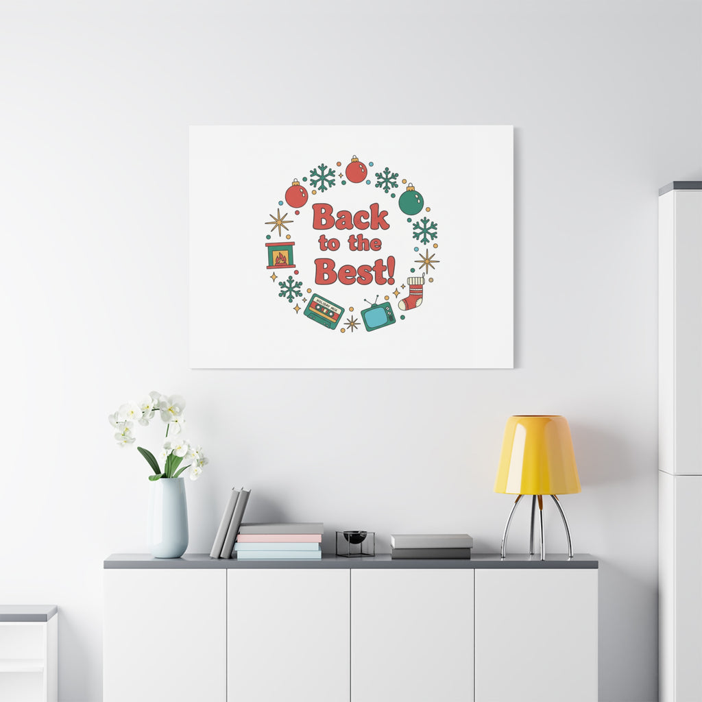Retro Christmas Wreath Print Canvas | 90s Holiday Nostalgia, Vintage Holiday Poster