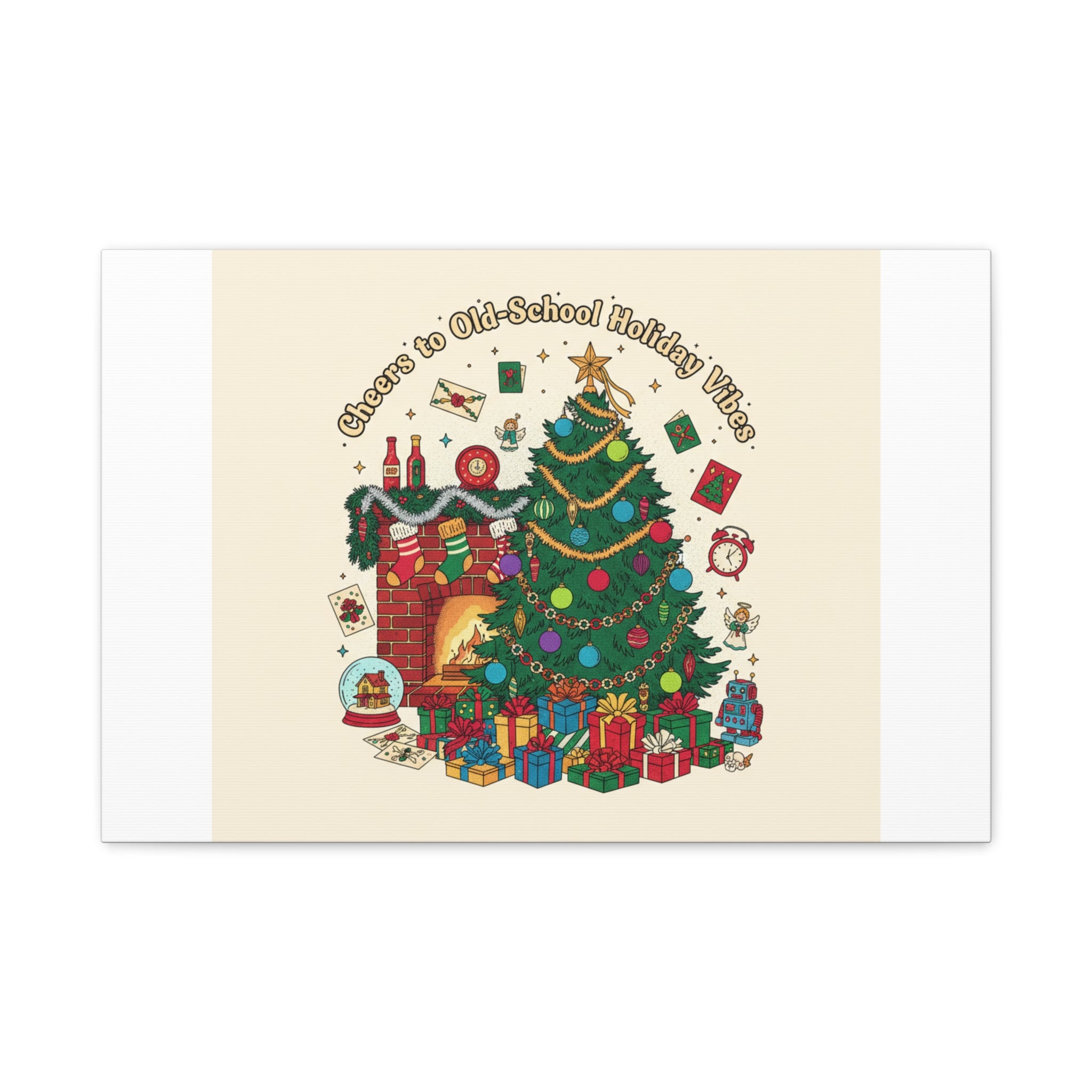 Retro Christmas Tree Canvas | 90s Holiday Nostalgia, Vintage Holiday Print